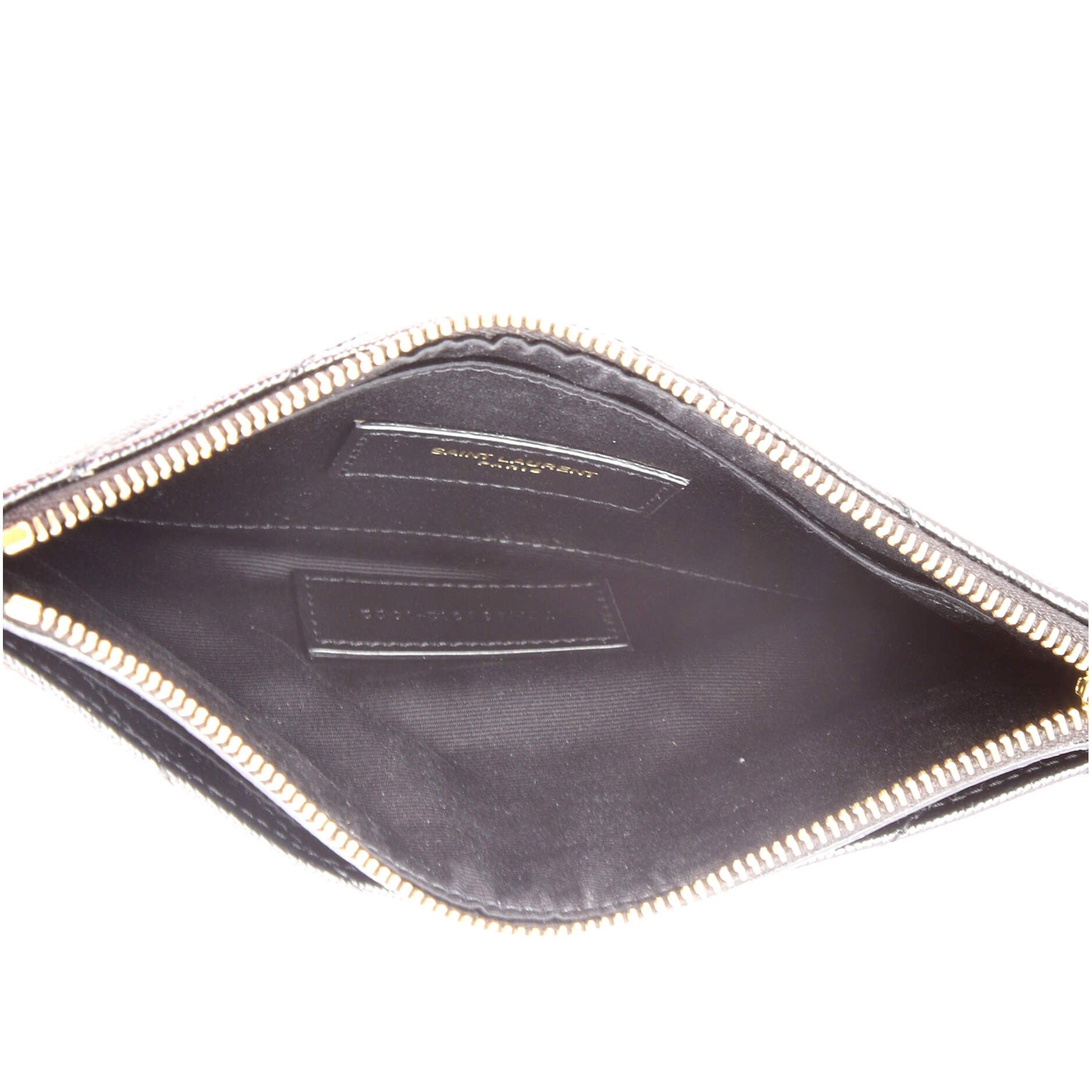 Saint Laurent Paris Classic Monogram Zip Bill Pouch Matelasse Chevron Leather Medium Size ONE SIZE - 4 Thumbnail