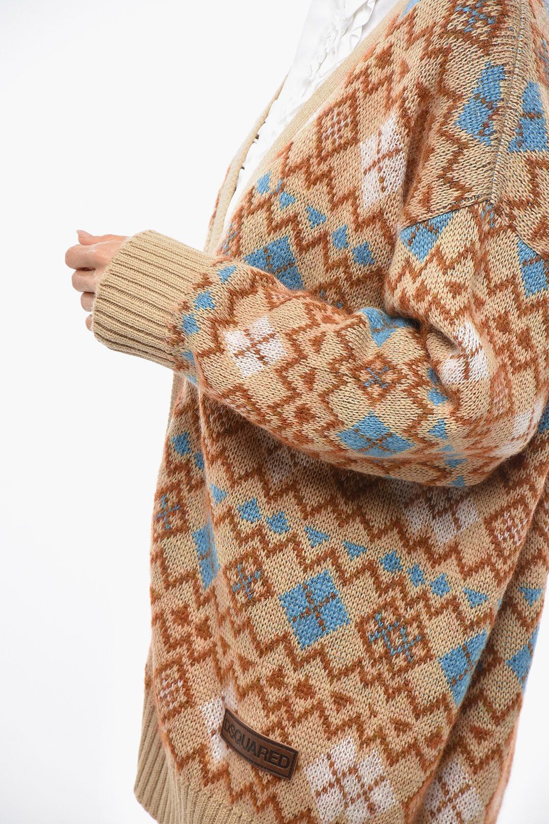Dsquared2 Maxi Cardigan with Argyle Pattern and Heart-Shaped Cut-Out Detail Size M / US 6-8 / IT 42-44 - 2 Thumbnail