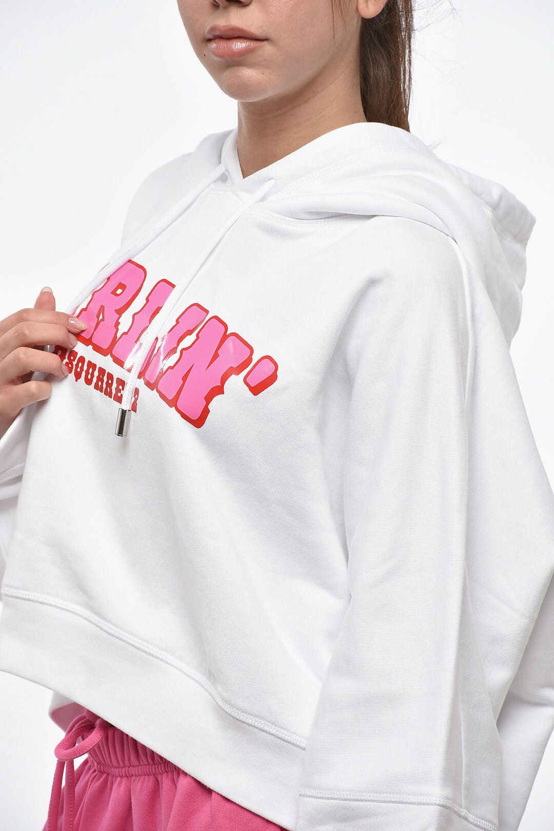 Dsquared2 Hoodie Cropped ONION Cotton Fleece Size L / US 10 / IT 46 - 2 Thumbnail