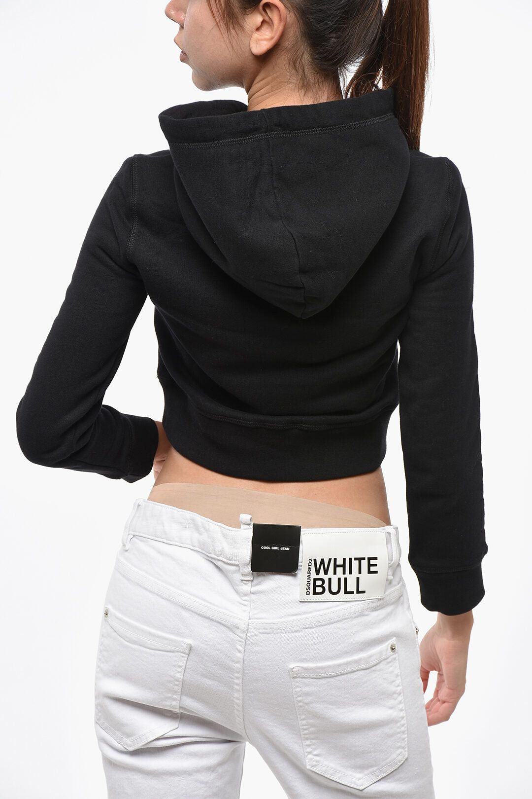 Dsquared2 Cropped Cotton Fleece Hoodie with Contrasting Logo Size XXS / US 00 / IT 34 - 3 Thumbnail