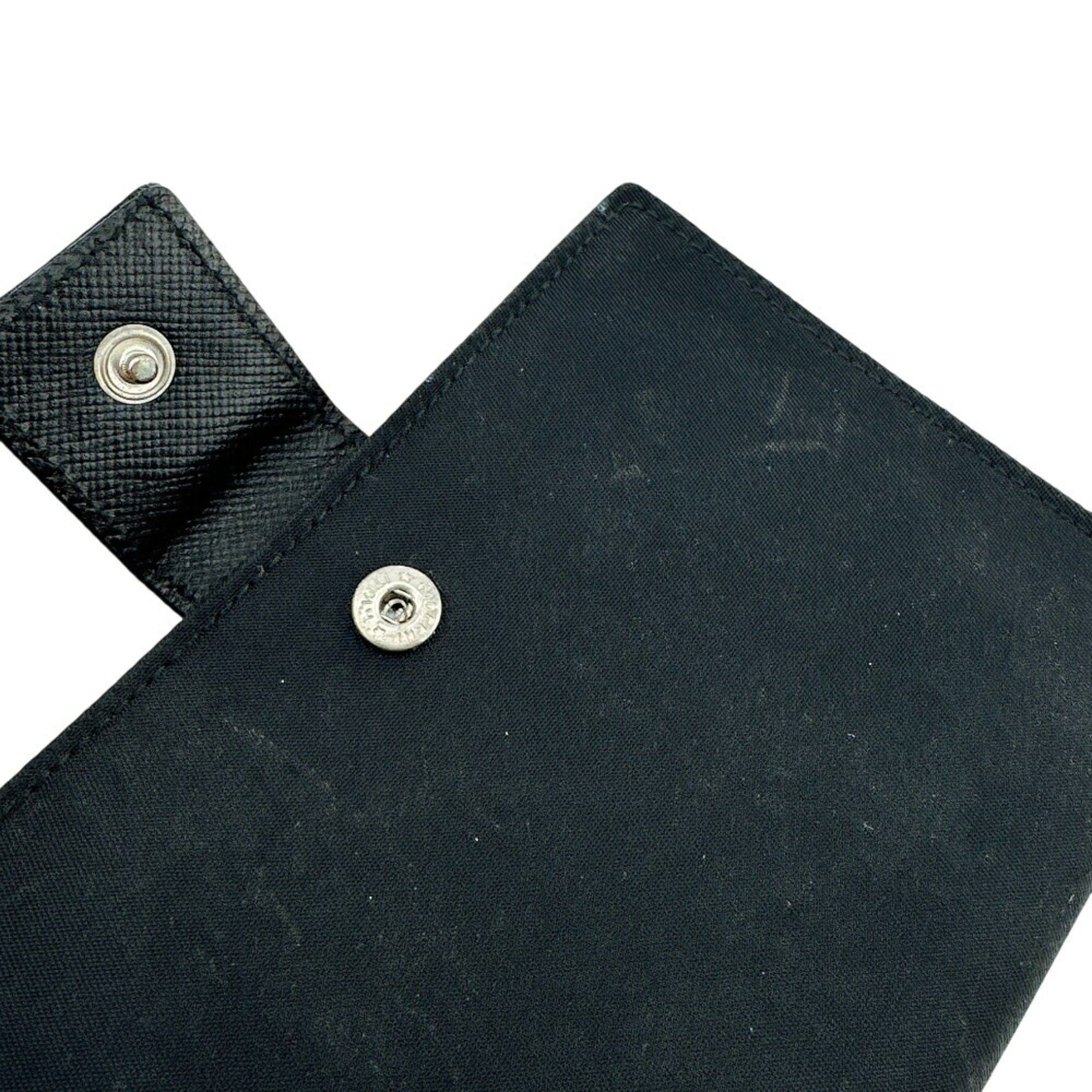Prada PRADA M523 Triangle Plate W Tessuto Bi-fold Wallet Black Unisex Size ONE SIZE - 10 Thumbnail