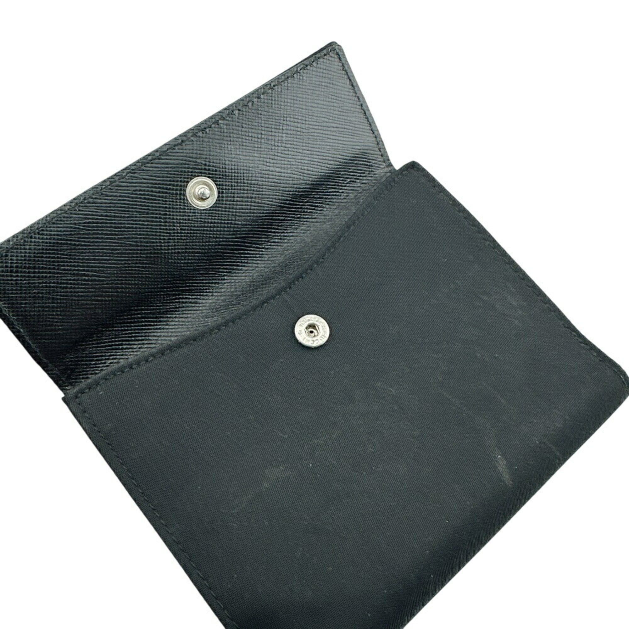 Prada PRADA M523 Triangle Plate W Tessuto Bi-fold Wallet Black Unisex Size ONE SIZE - 8 Thumbnail