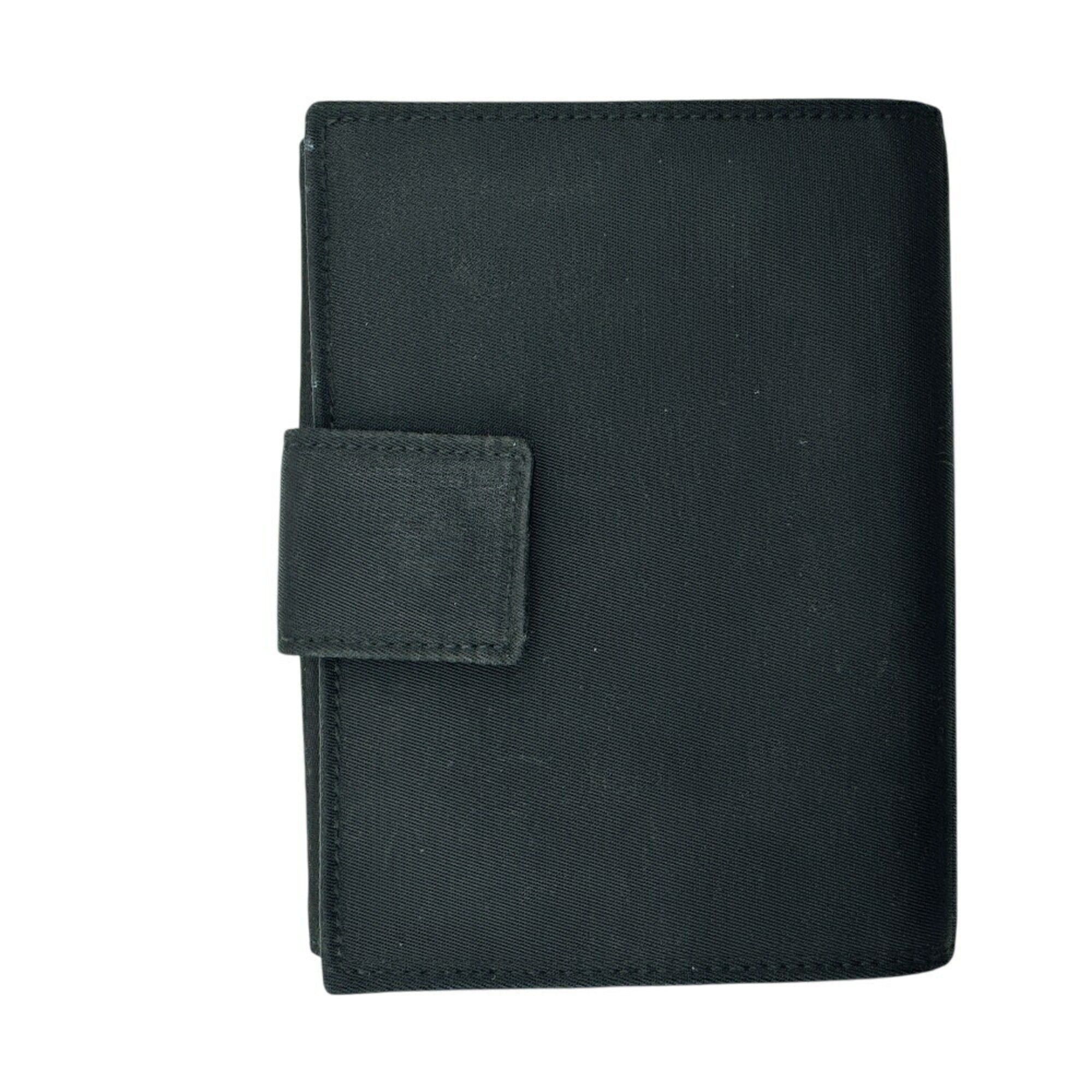Prada PRADA M523 Triangle Plate W Tessuto Bi-fold Wallet Black Unisex Size ONE SIZE - 2 Thumbnail