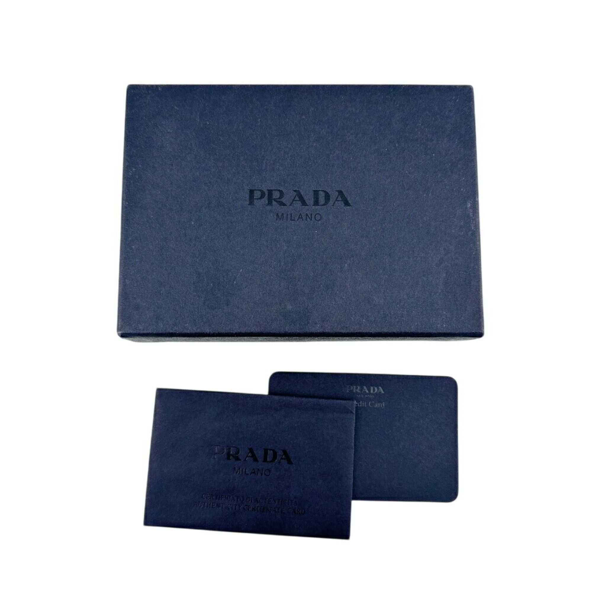 Prada PRADA M523 Triangle Plate W Tessuto Bi-fold Wallet Black Unisex Size ONE SIZE - 16 Thumbnail