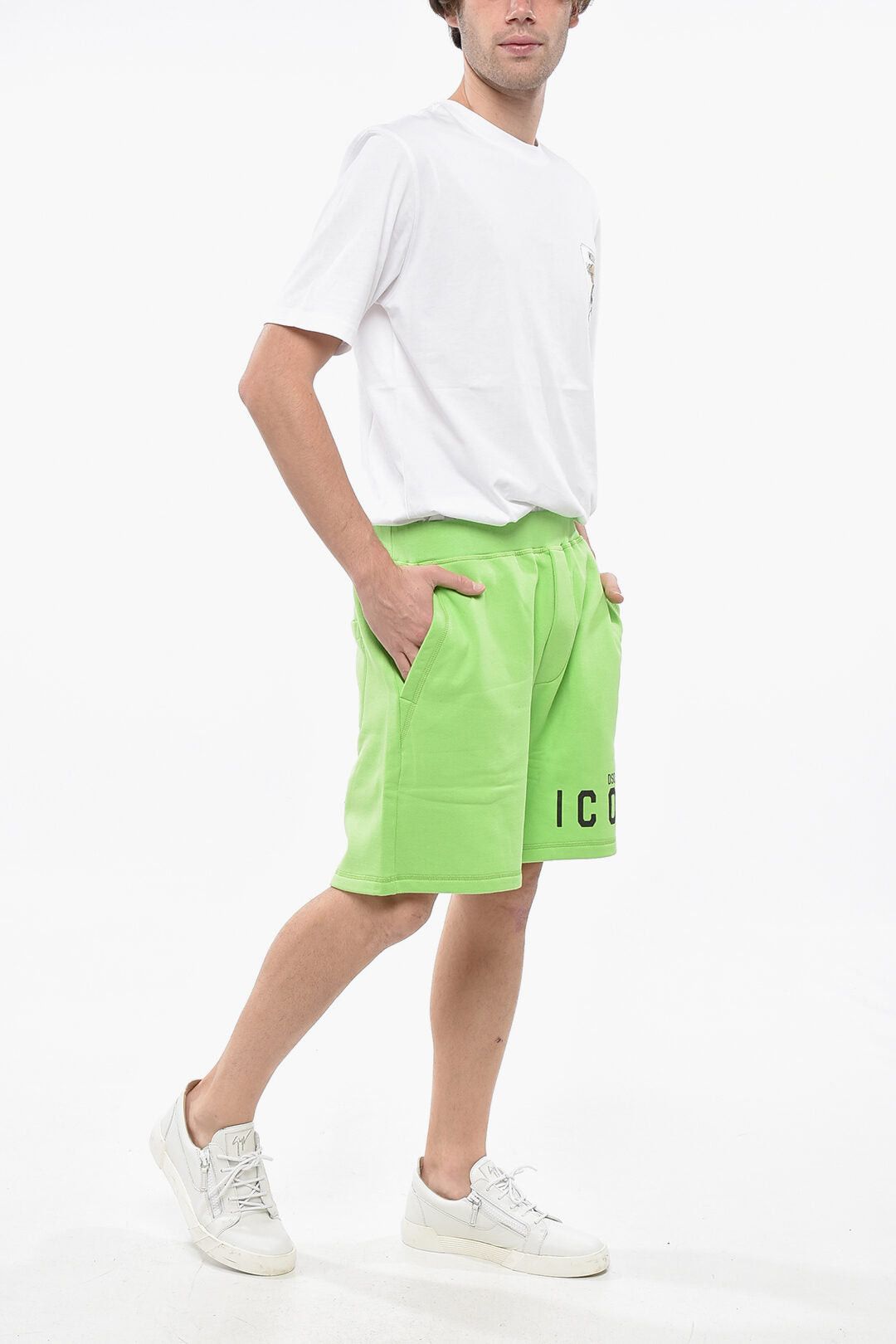 Dsquared2 ICON Solid-Color Fleece Shorts RELAX FIT with Contrast Logo Size US 30 / EU 46 - 4 Thumbnail