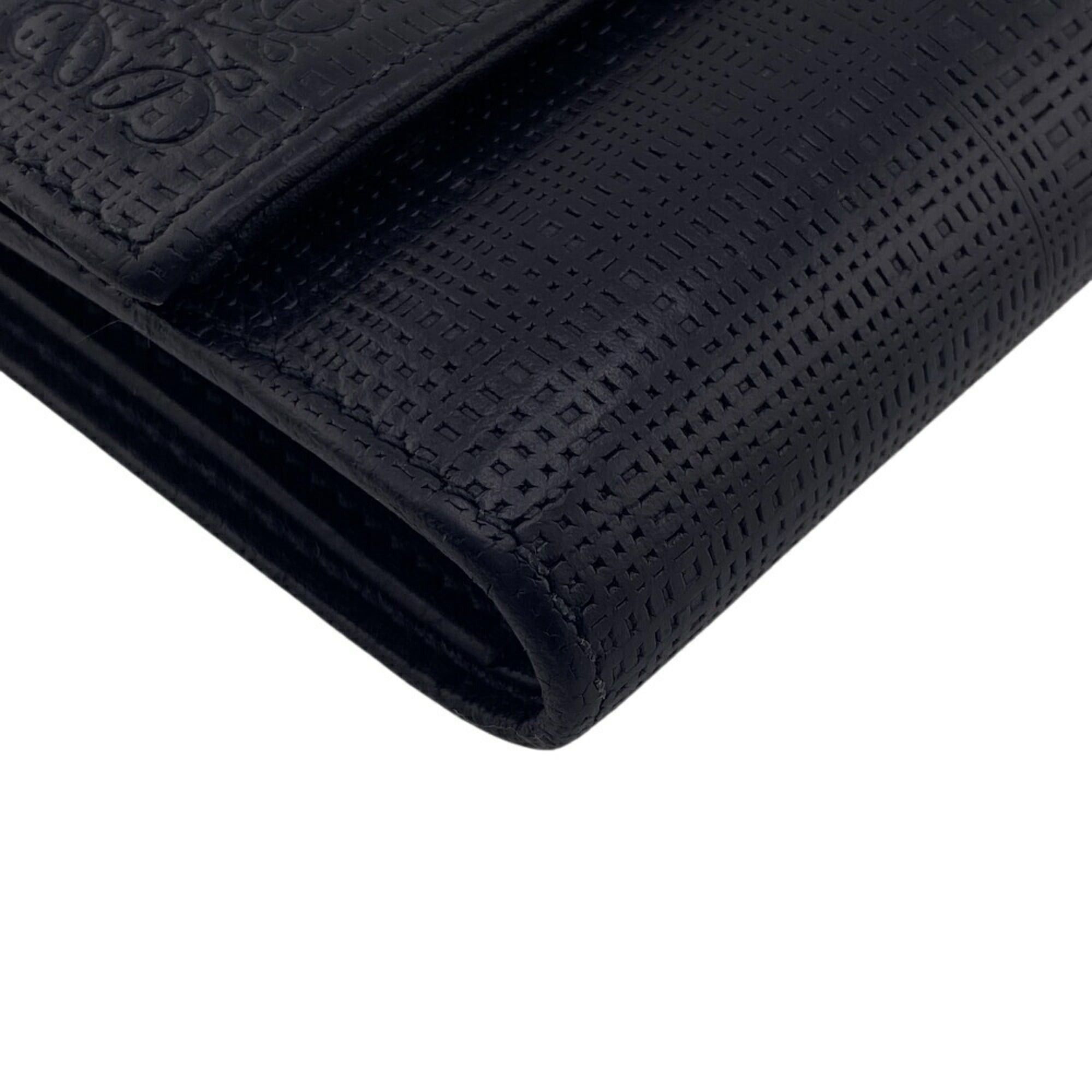 Loewe LOEWE Anagram Linen Tri-fold Wallet in Black, Unisex Size ONE SIZE - 4 Thumbnail