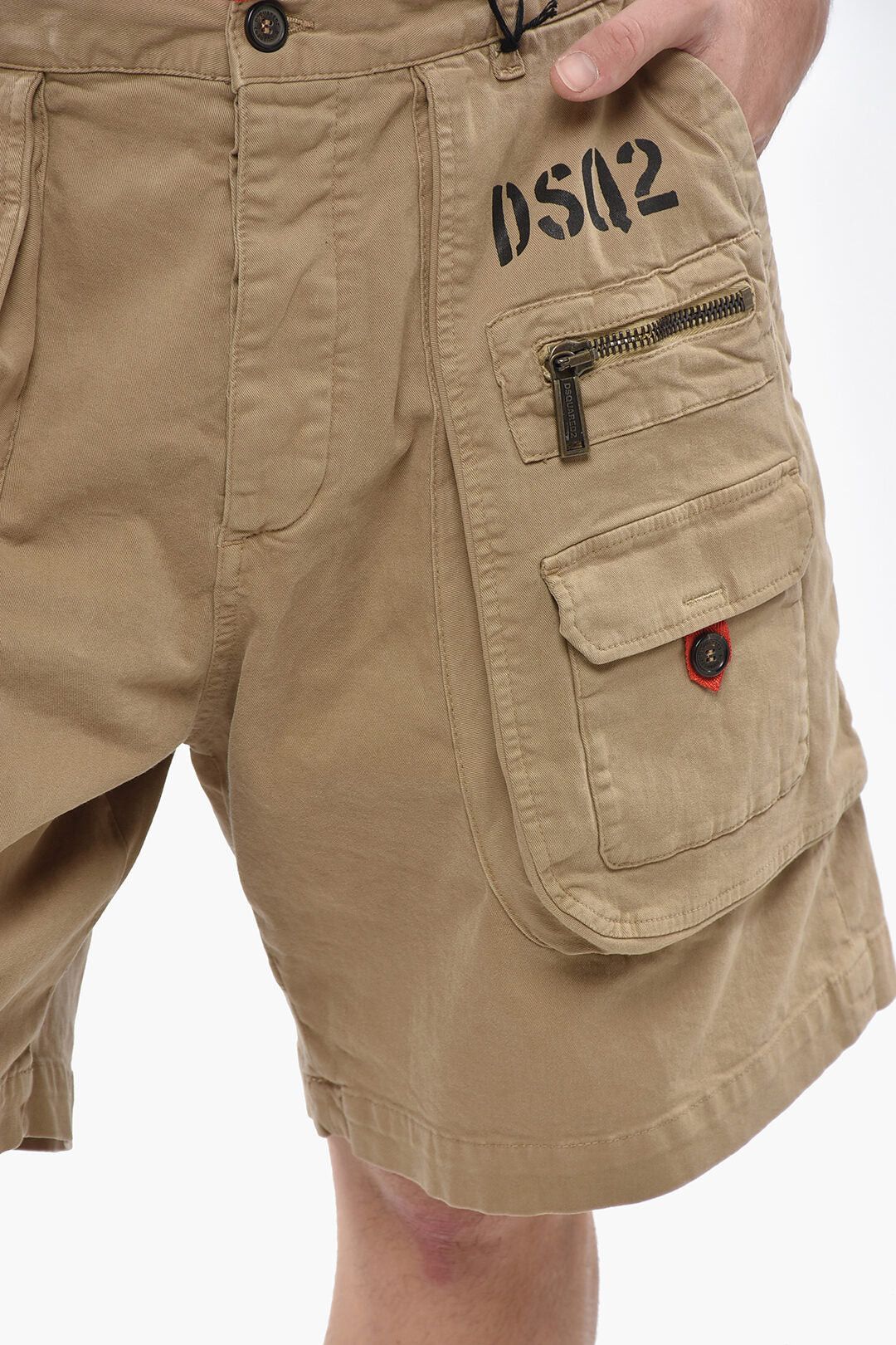 Dsquared2 Stretch Cotton Cargo Shorts with Contrast Trim Size US 32 / EU 48 - 3 Thumbnail