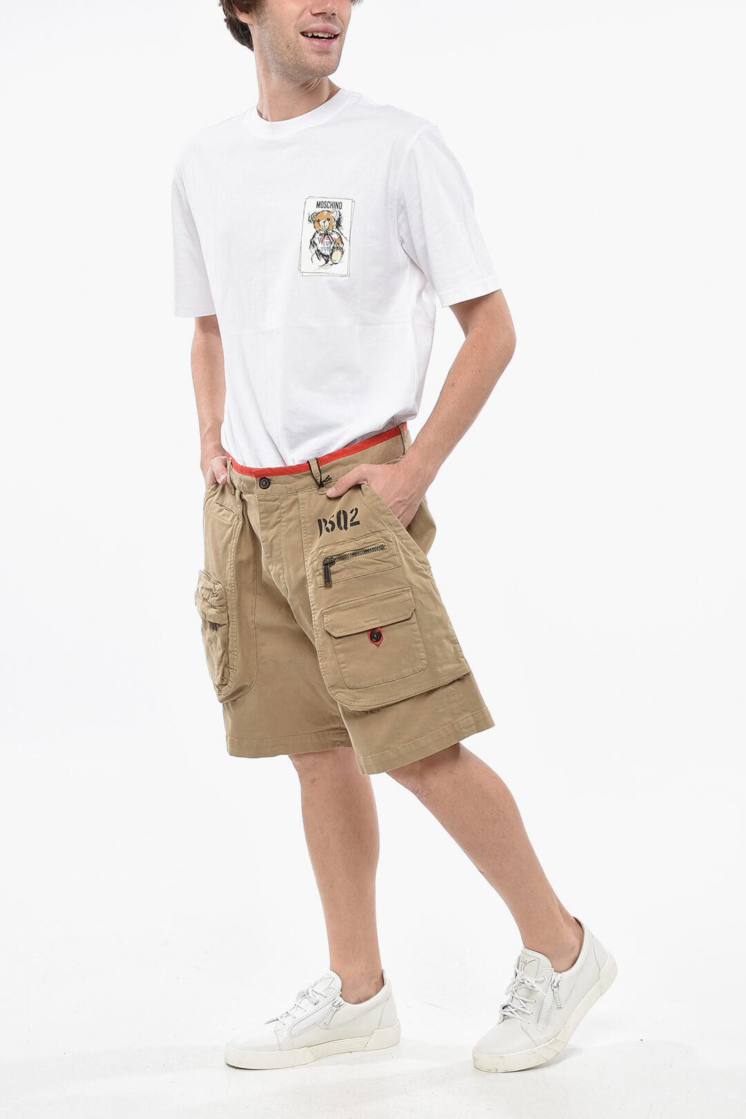 Dsquared2 Stretch Cotton Cargo Shorts with Contrast Trim Size US 33 - 4 Thumbnail
