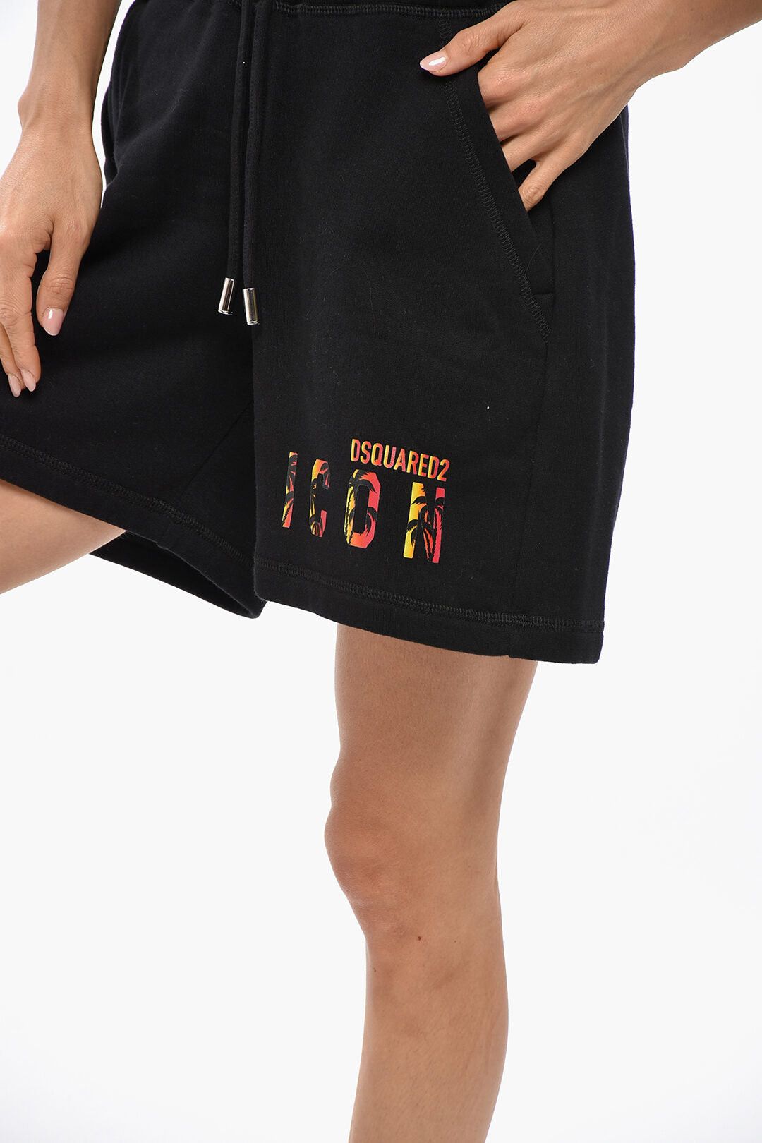 Dsquared2 ICON Shorts OVER FIT SUNSET Cotton Fleece Size 25" / US 0 / IT 36 - 2 Thumbnail