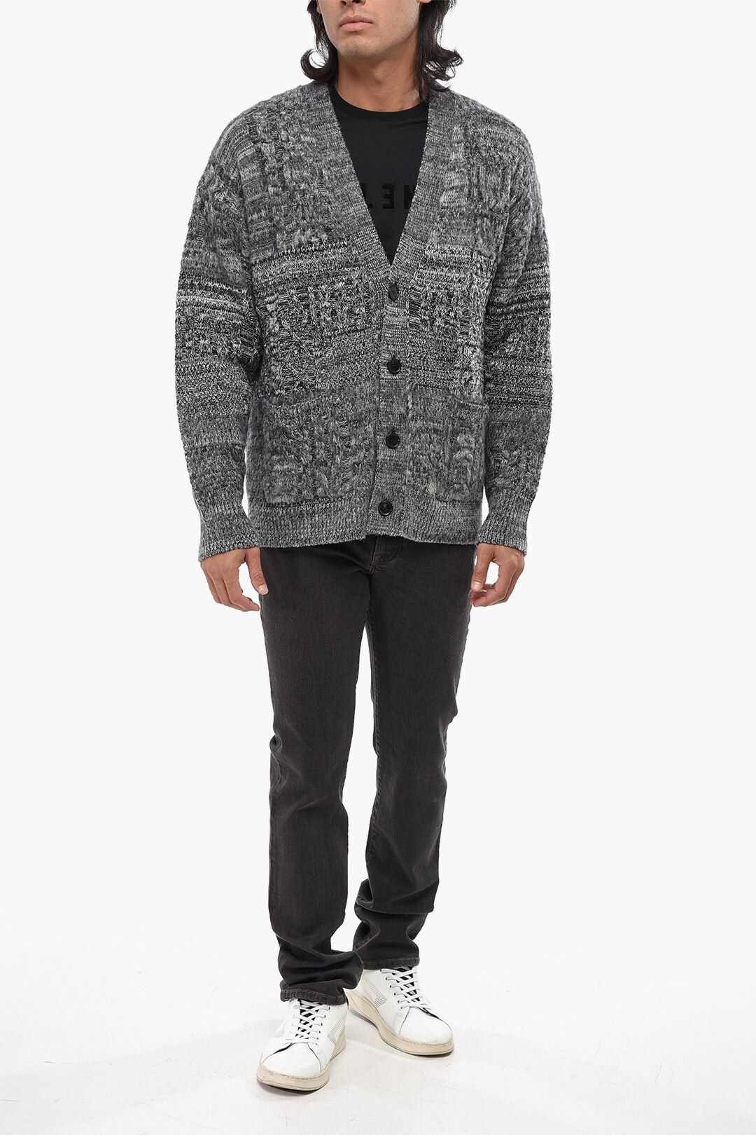 Roberto Collina Merino Wool Cable-Knit Cardigan with V-Neck Size US S / EU 44-46 / 1 - 4 Thumbnail