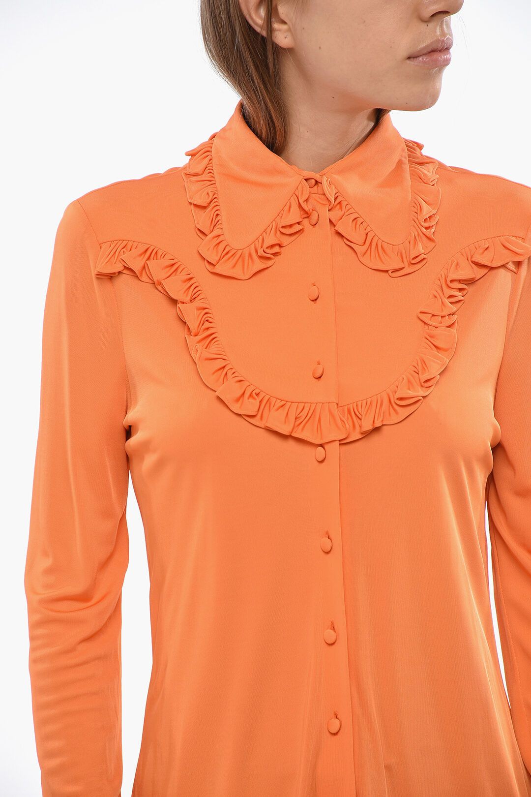Prada Ruched Blouse With Covered Buttons Size S / US 4 / IT 40 - 3 Thumbnail