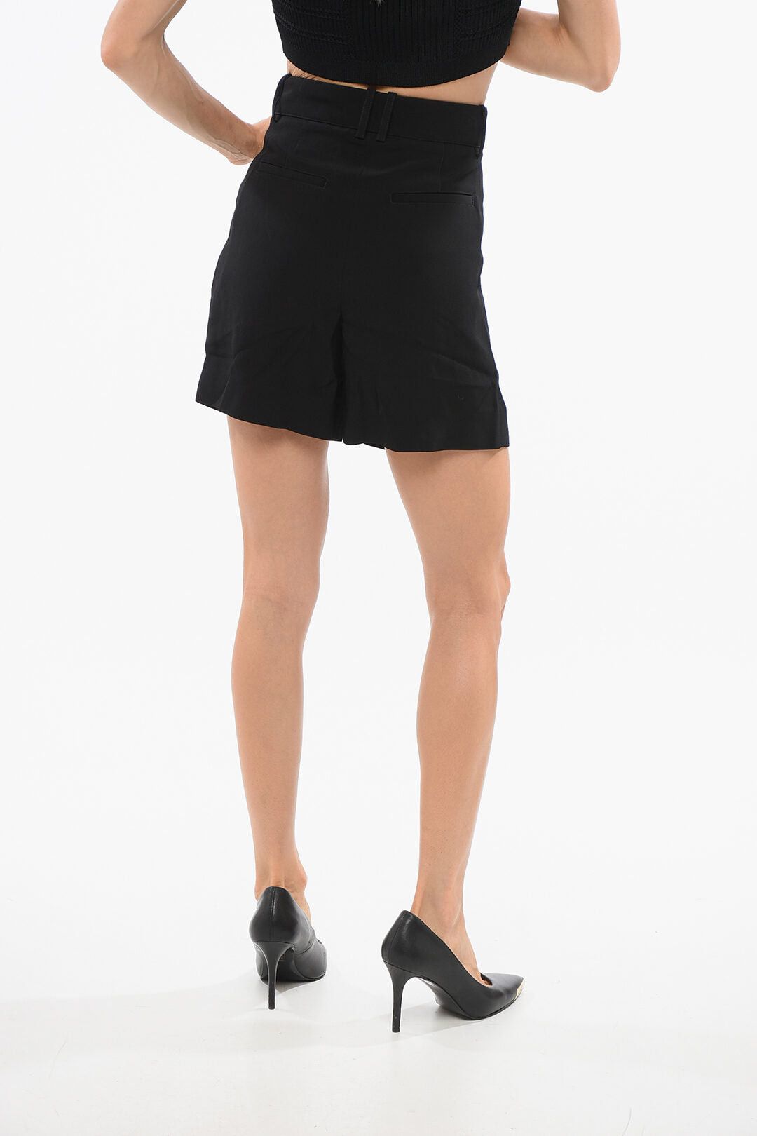 Balmain High-Waisted Solid-Colored Shorts with Gold Button Size 27" / US 4 / IT 40 - 2 Thumbnail
