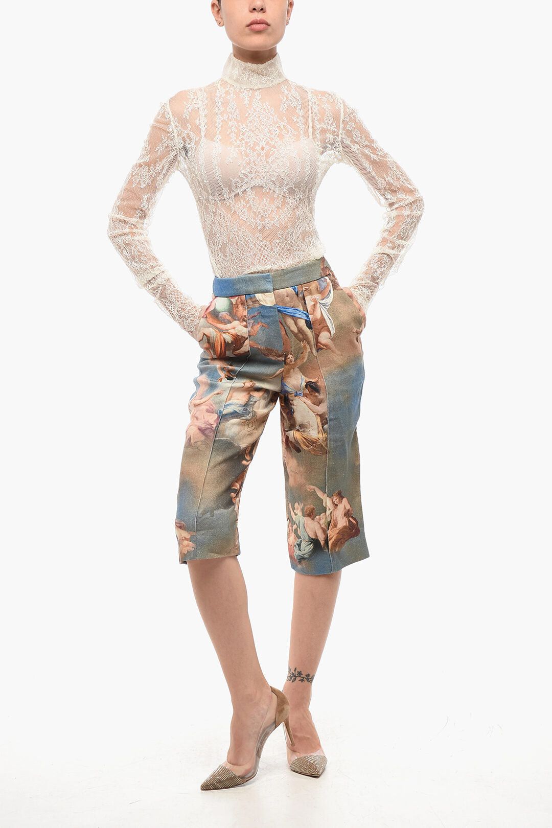 Balmain Printed Linen Bermuda Shorts Size 26" / US 2 / IT 38 - 4 Thumbnail