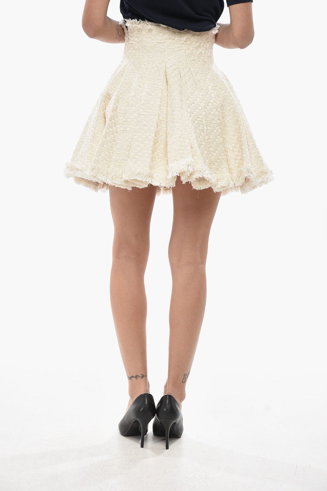 Balmain Pleated Tweed Skirt with Side Zip Size 28" / US 6 / IT 42 - 2 Thumbnail