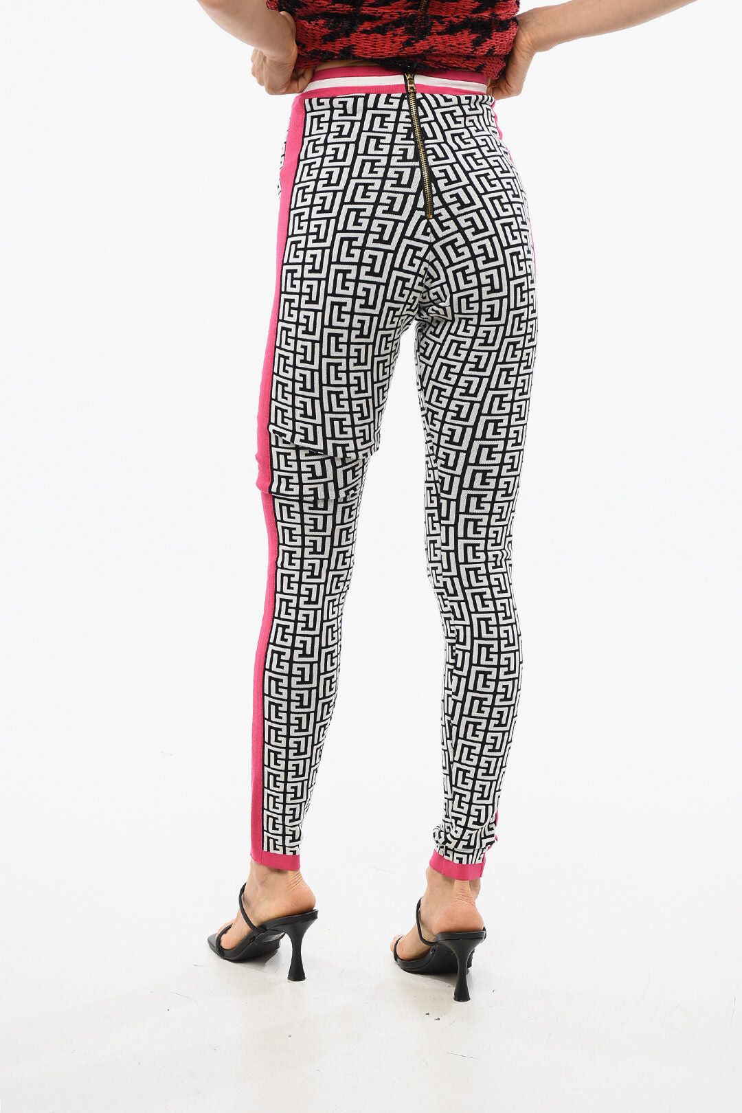 Balmain Knit Leggings with Monogram Pattern Size 28" / US 6 / IT 42 - 2 Thumbnail