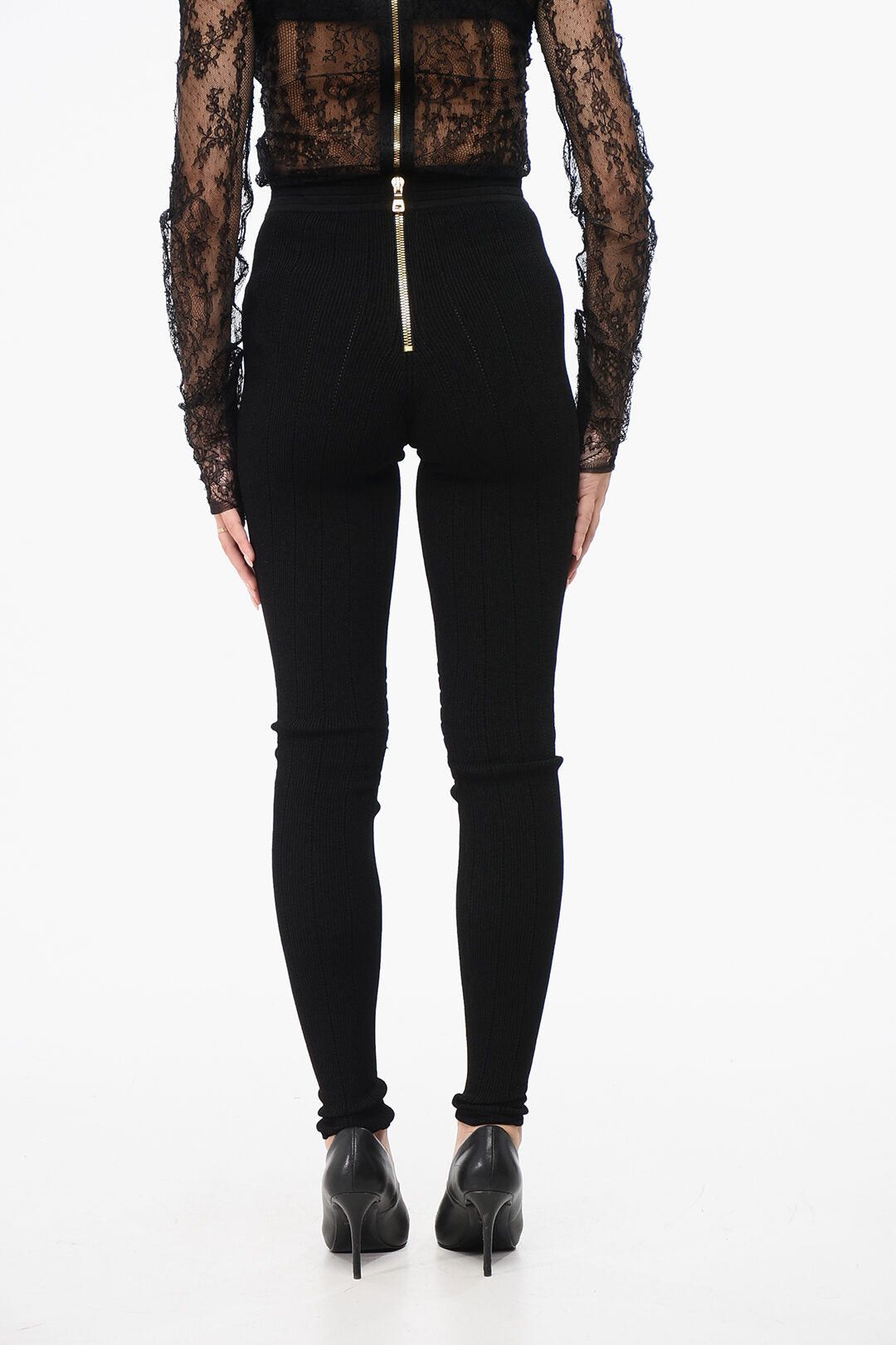 Balmain Knit Leggings with Zip Detail Size 26" / US 2 / IT 38 - 2 Thumbnail