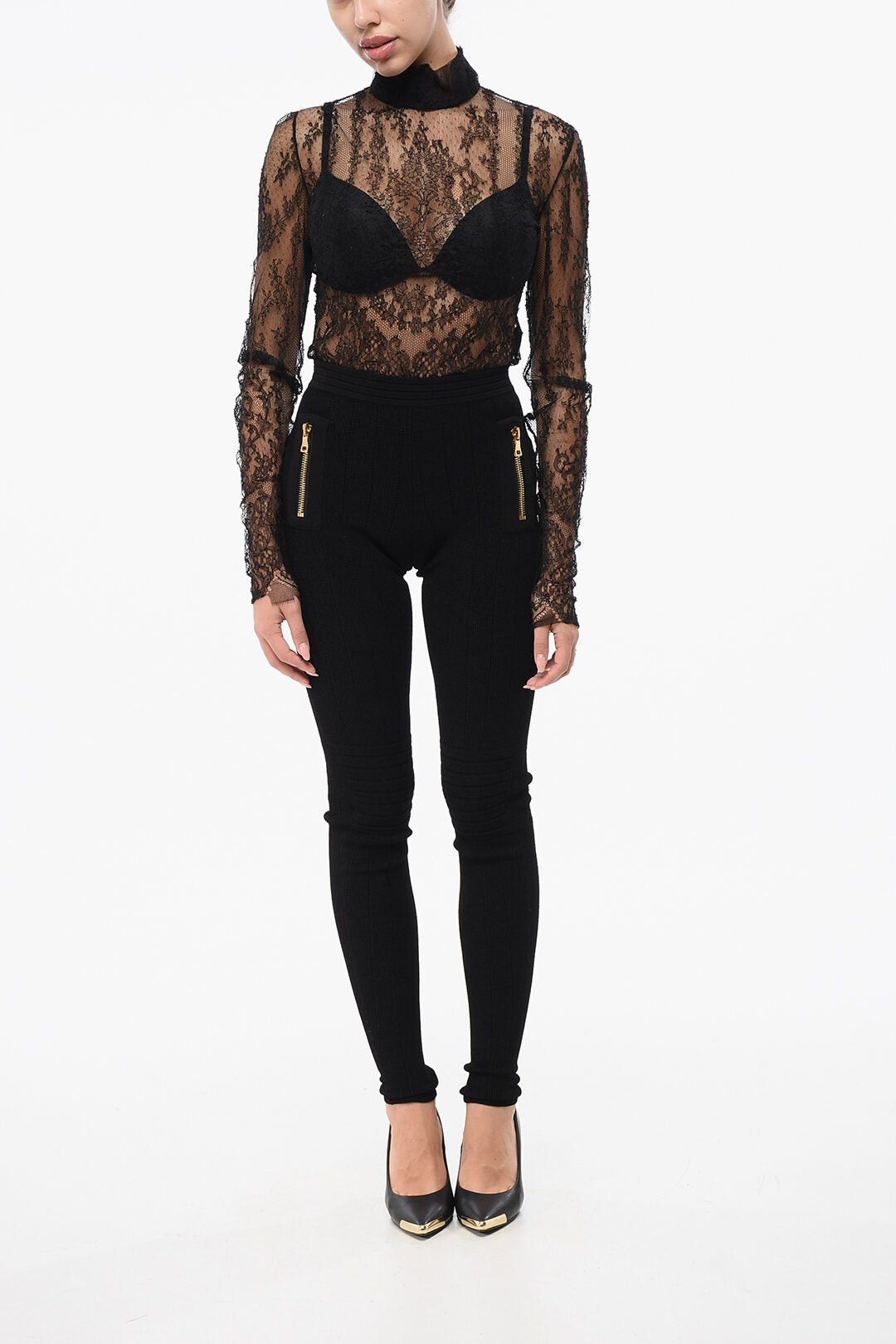 Balmain Knit Leggings with Zip Detail Size 26" / US 2 / IT 38 - 4 Thumbnail