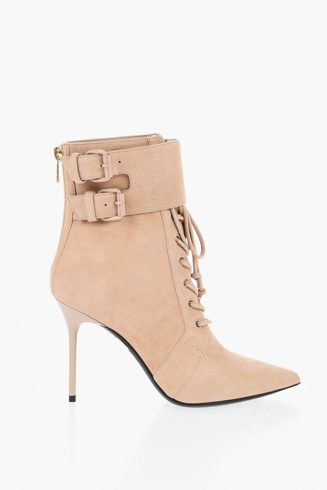 Balmain Suede Ankle Boots URIA with Back Zip and 9cm Heel Size US 7 / IT 37 - 2 Thumbnail