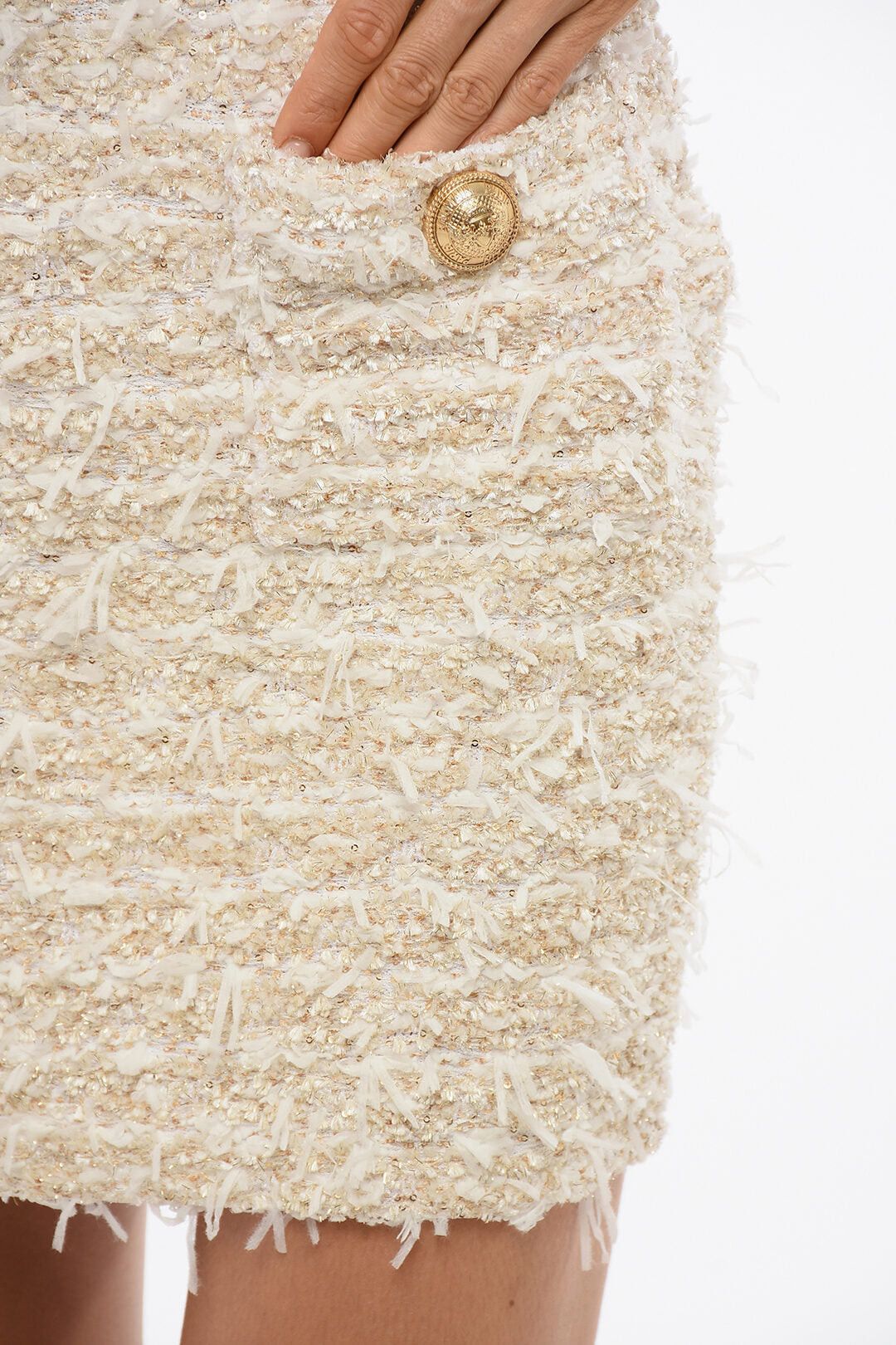 Balmain Tweed Miniskirt with Micro Sequins Size 26" / US 2 / IT 38 - 3 Thumbnail