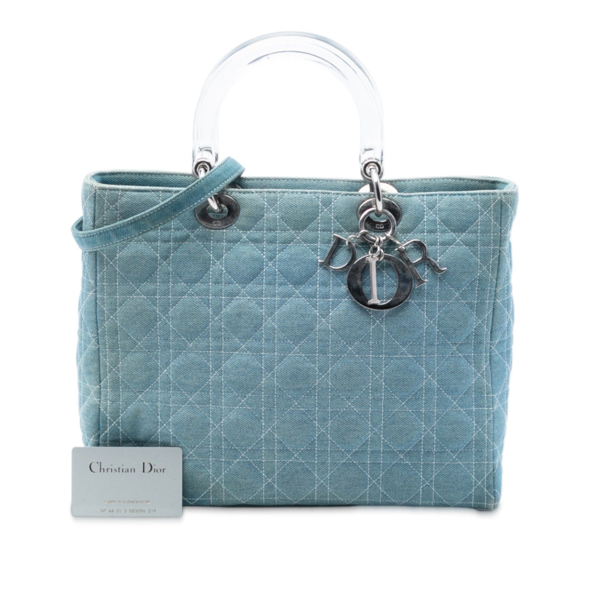 Dior Large Denim Cannage Acrylic Handles Lady Dior Size ONE SIZE - 8 Thumbnail