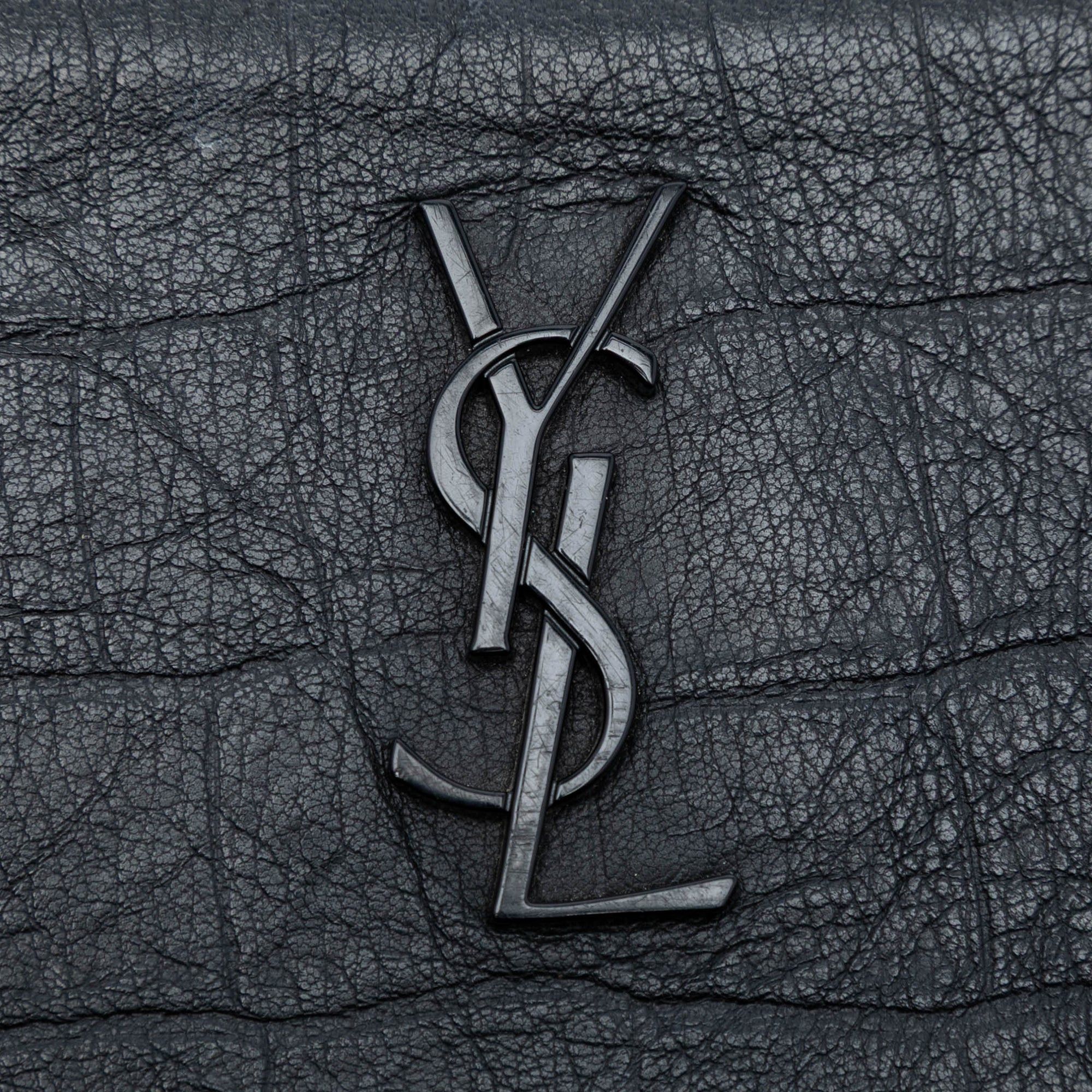 Saint Laurent Paris Croc Embossed Leather Monogram Clutch Size ONE SIZE - 6 Thumbnail