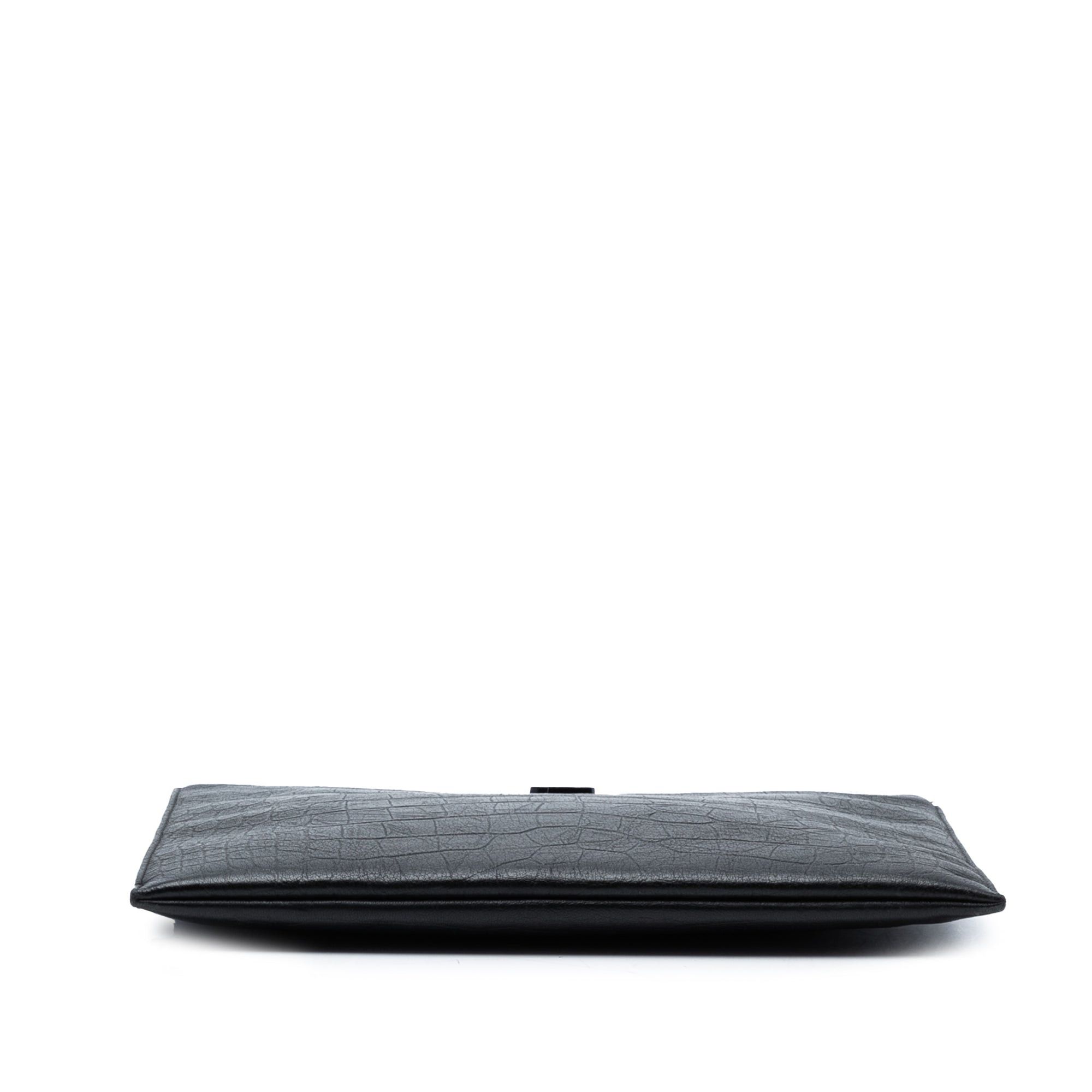 Saint Laurent Paris Croc Embossed Leather Monogram Clutch Size ONE SIZE - 3 Thumbnail