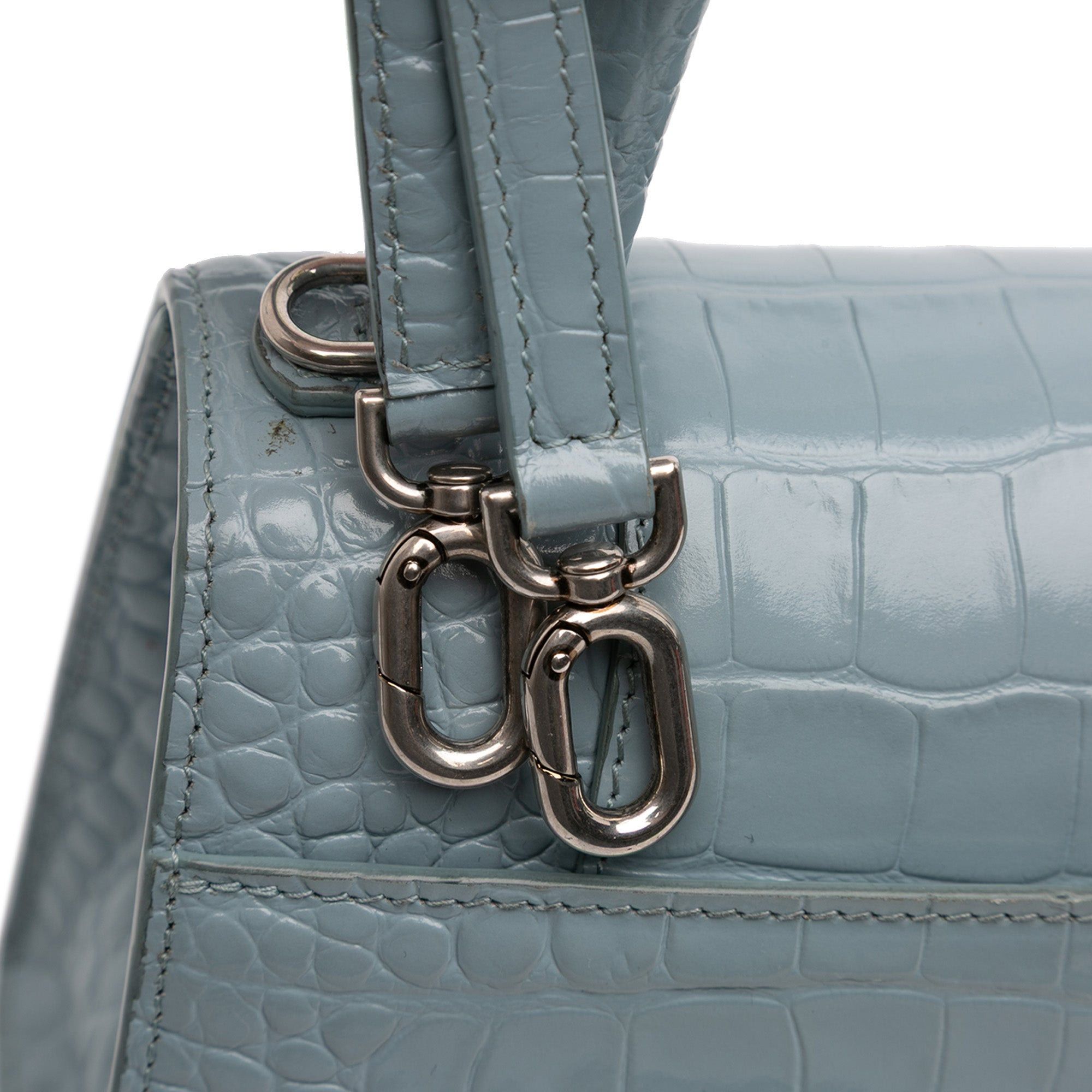 Balenciaga Small Croc Embossed Hourglass Top Handle Bag Size ONE SIZE - 8 Thumbnail