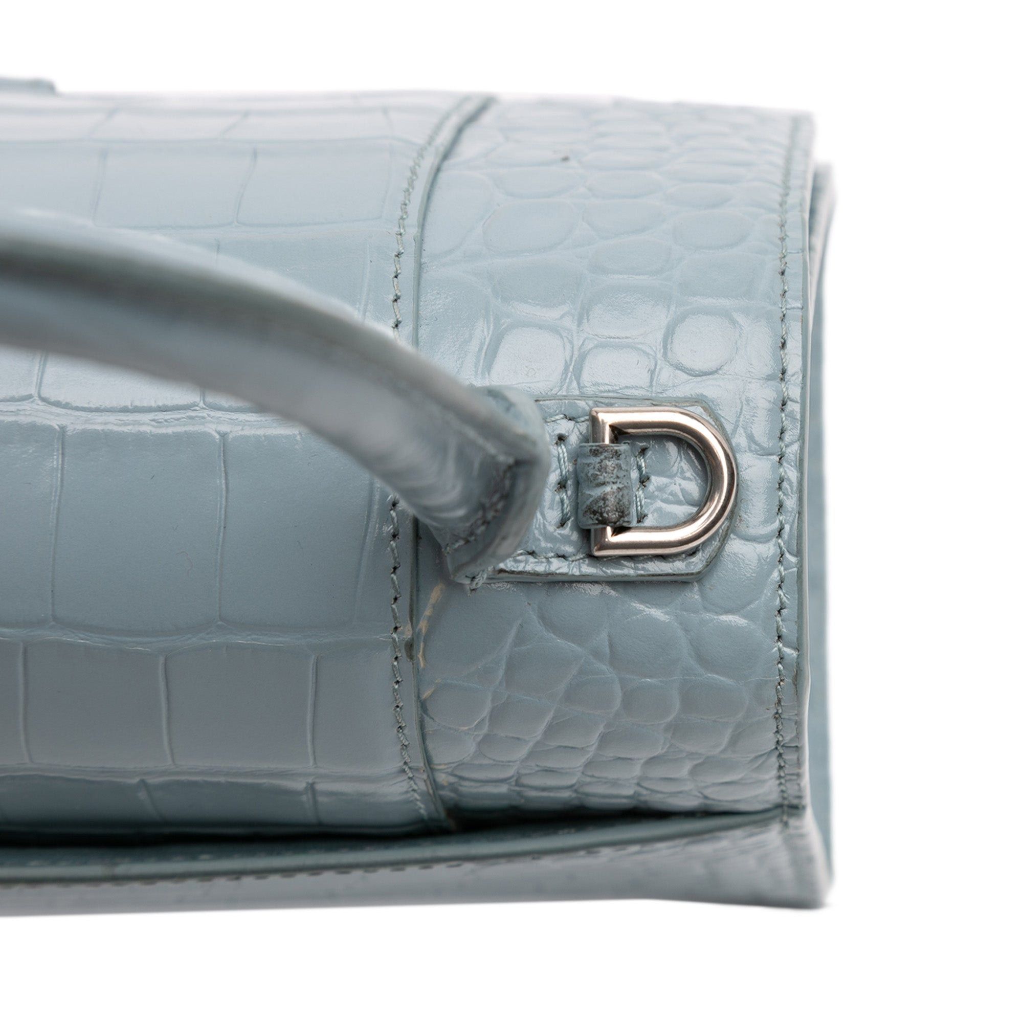 Balenciaga Small Croc Embossed Hourglass Top Handle Bag Size ONE SIZE - 10 Thumbnail