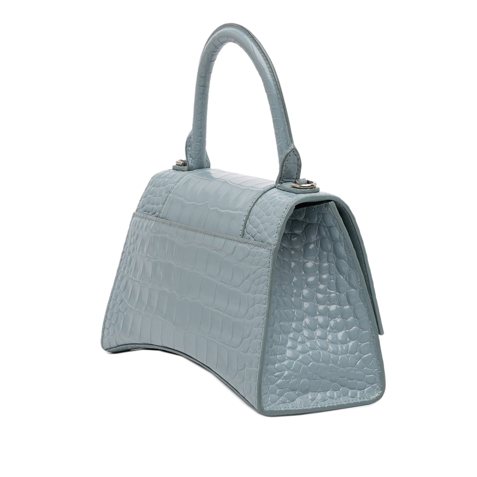 Balenciaga Small Croc Embossed Hourglass Top Handle Bag Size ONE SIZE - 2 Thumbnail