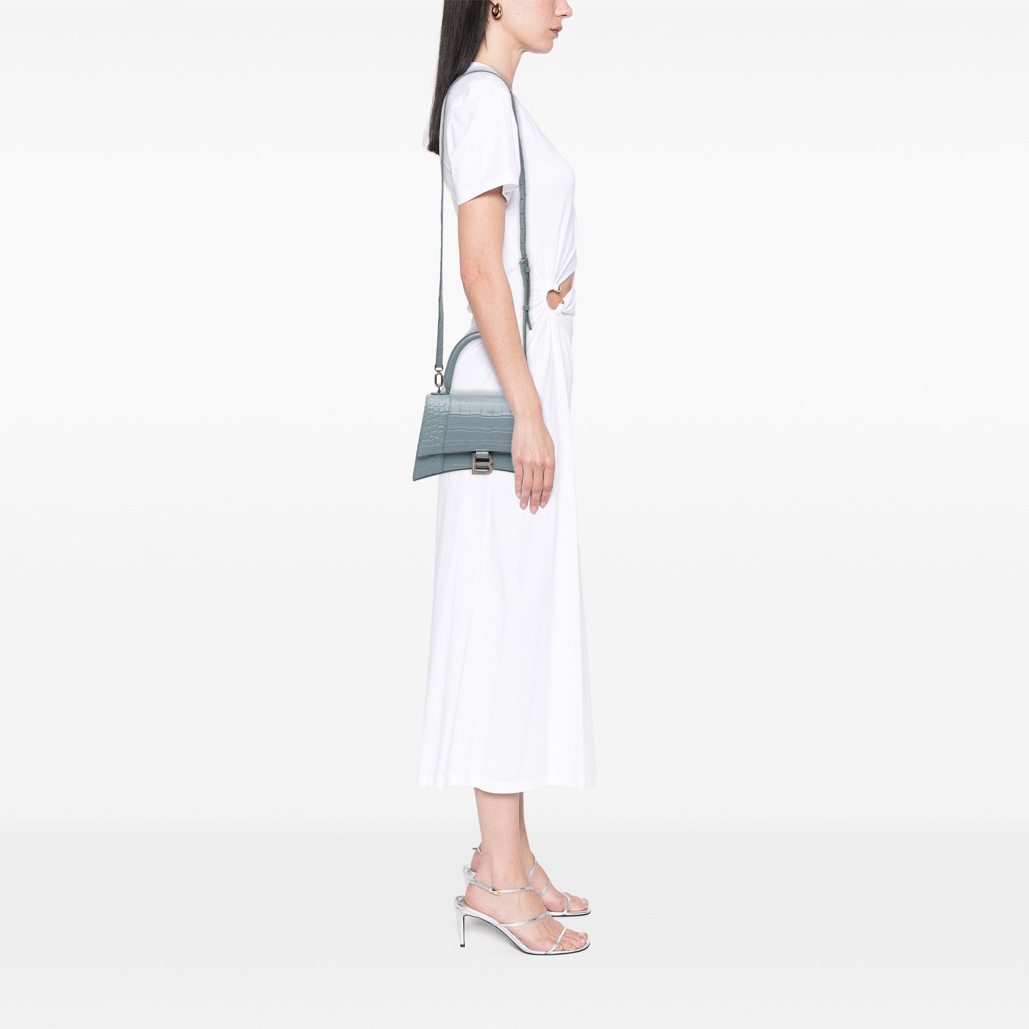 Balenciaga Small Croc Embossed Hourglass Top Handle Bag Size ONE SIZE - 11 Thumbnail