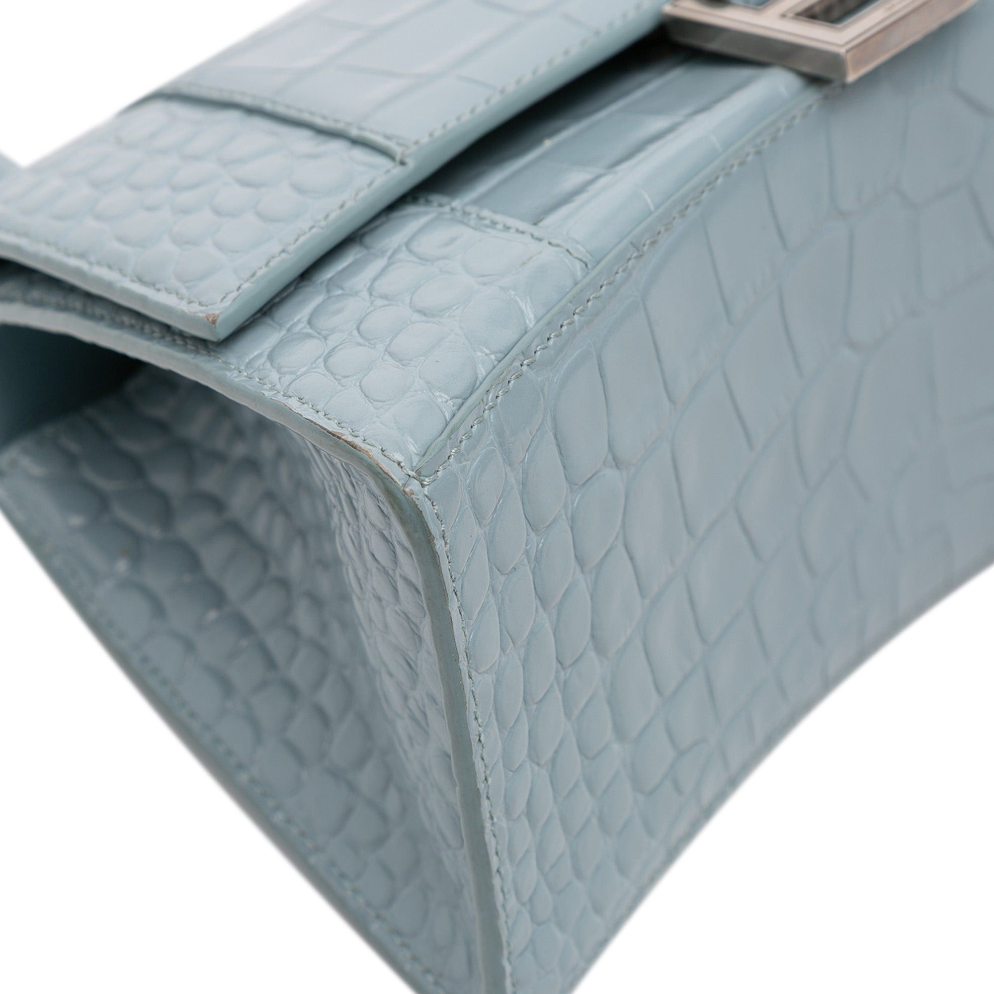 Balenciaga Small Croc Embossed Hourglass Top Handle Bag Size ONE SIZE - 7 Thumbnail