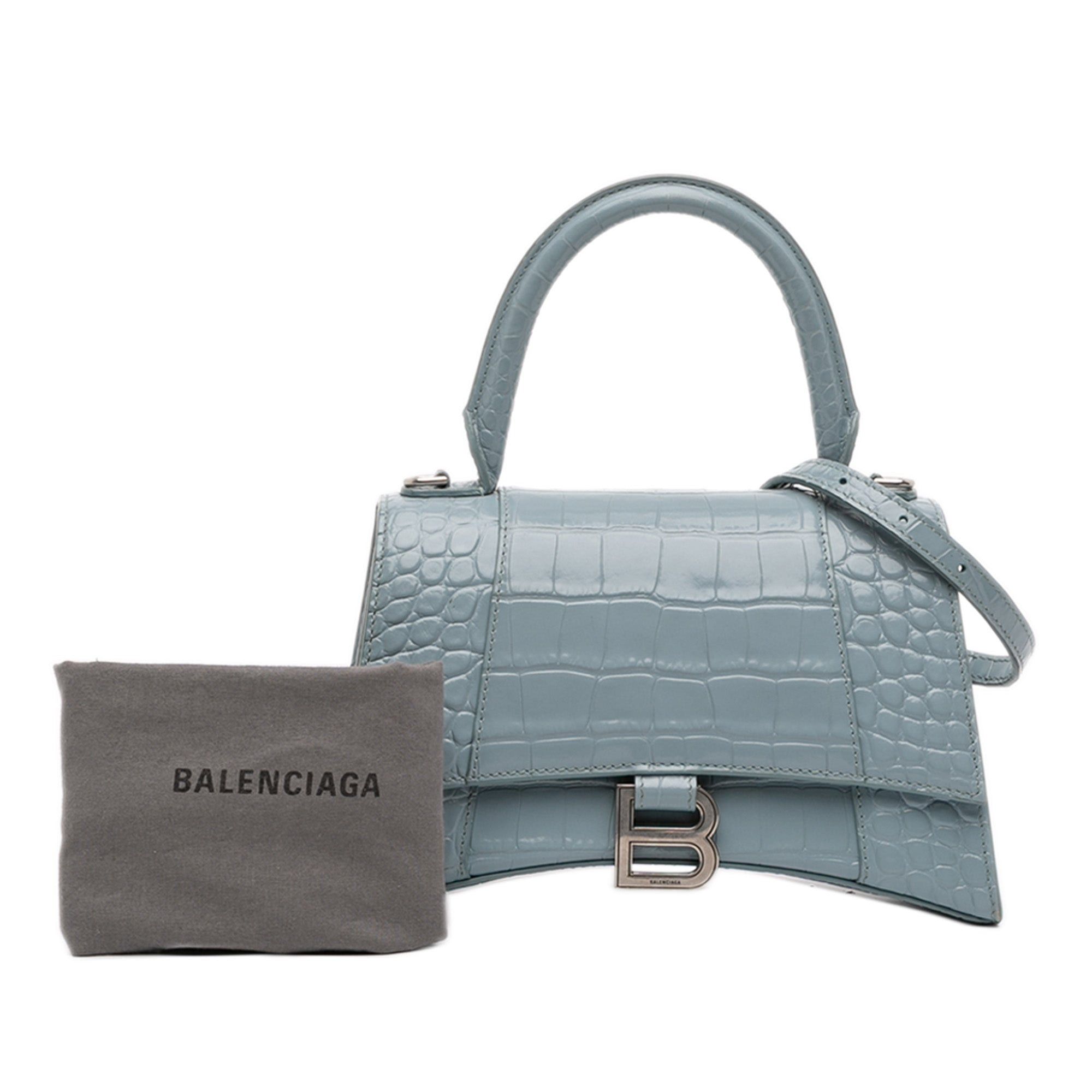 Balenciaga Small Croc Embossed Hourglass Top Handle Bag Size ONE SIZE - 12 Thumbnail