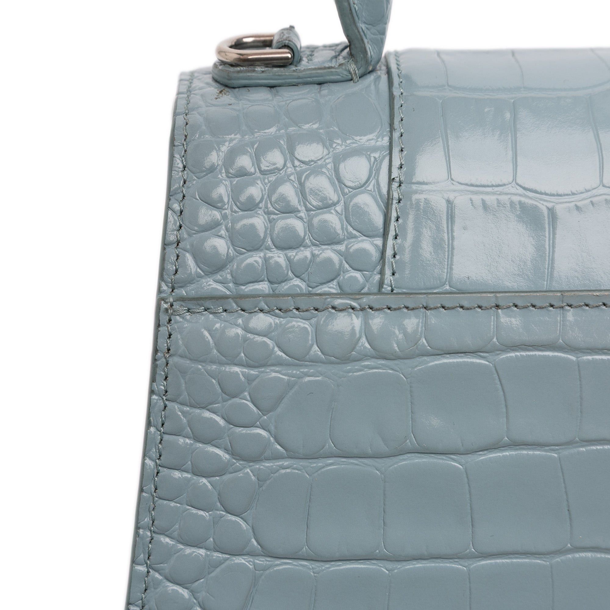 Balenciaga Small Croc Embossed Hourglass Top Handle Bag Size ONE SIZE - 9 Thumbnail