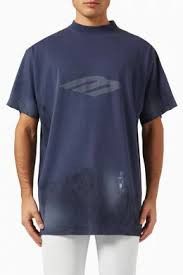 Balenciaga Balenciaga Blue Unisex 3B Stencil Oversized T-shirt in Navy Size US XL / EU 56 / 4 - 2 Thumbnail