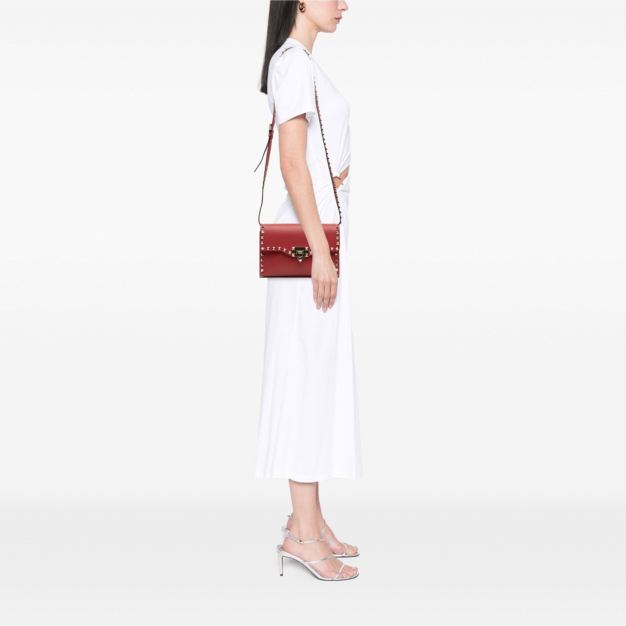 Valentino Small Leather Rockstud Flap Crossbody Size ONE SIZE - 10 Thumbnail