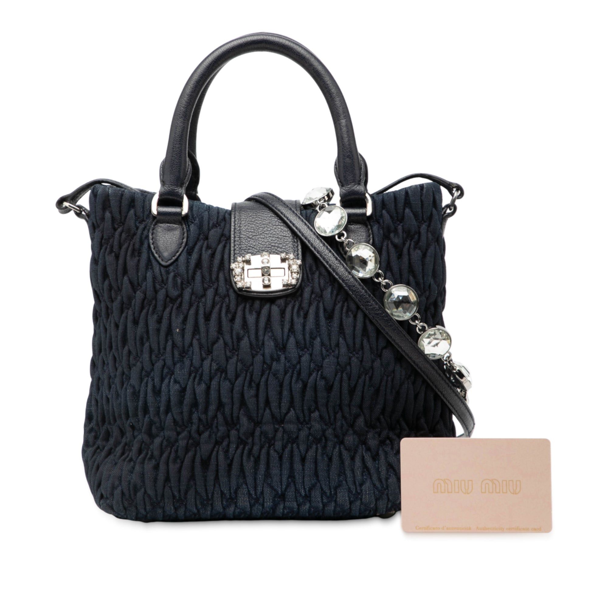 Miu Miu Matelasse Denim Crystal Satchel Size ONE SIZE - 7 Thumbnail