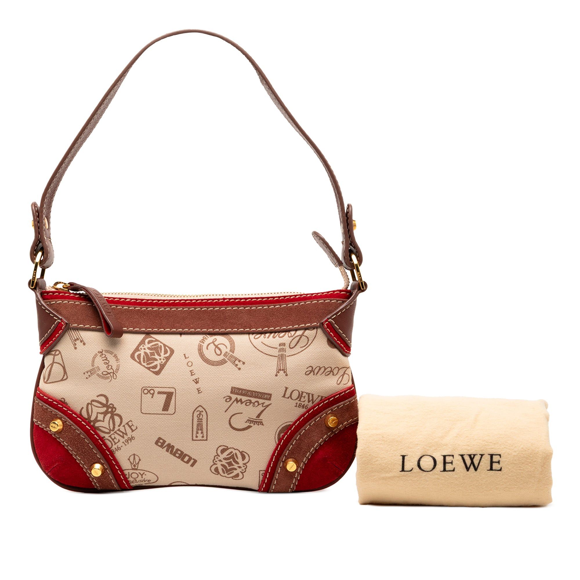 Loewe 160th Anniversary Suede Trimmed Canvas Shoulder Bag Size ONE SIZE - 8 Thumbnail