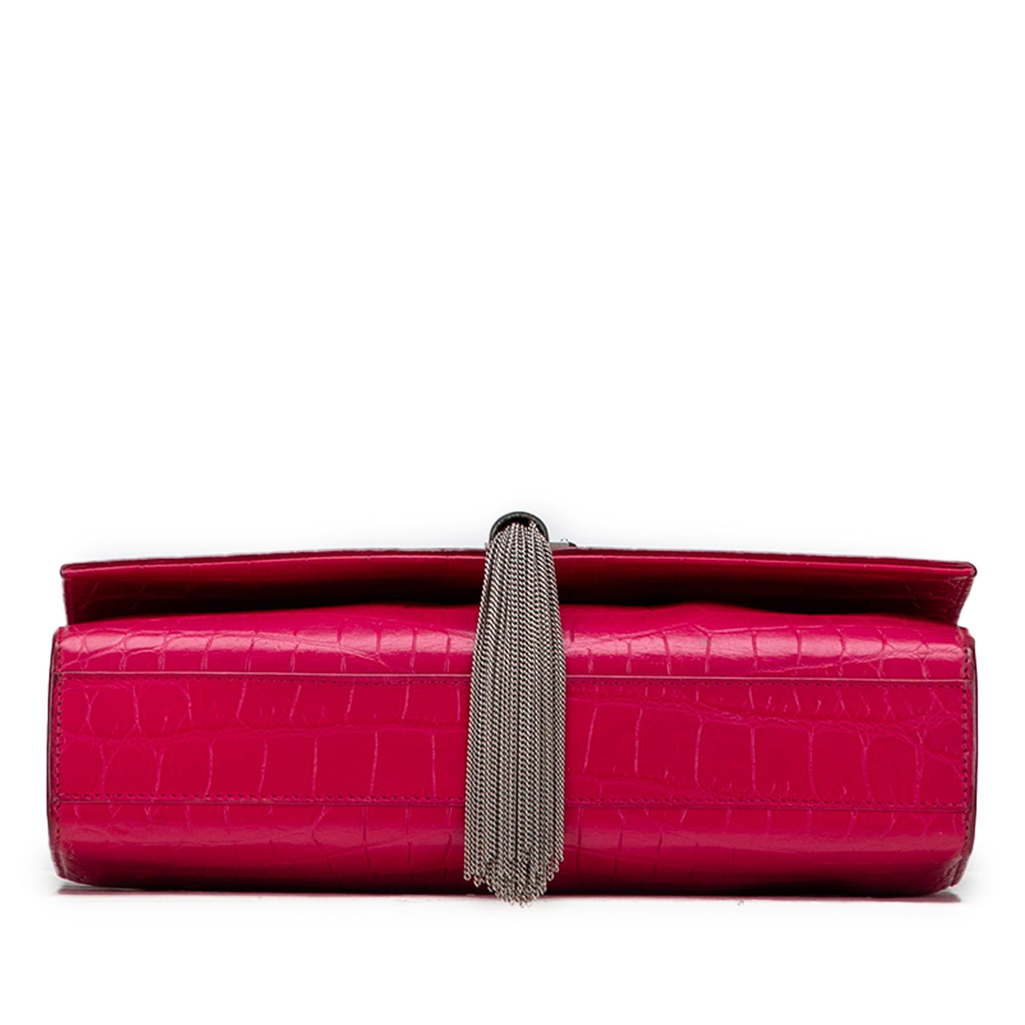 Saint Laurent Paris Medium Croc Embossed Leather Kate Tassel Crossbody Size ONE SIZE - 3 Thumbnail
