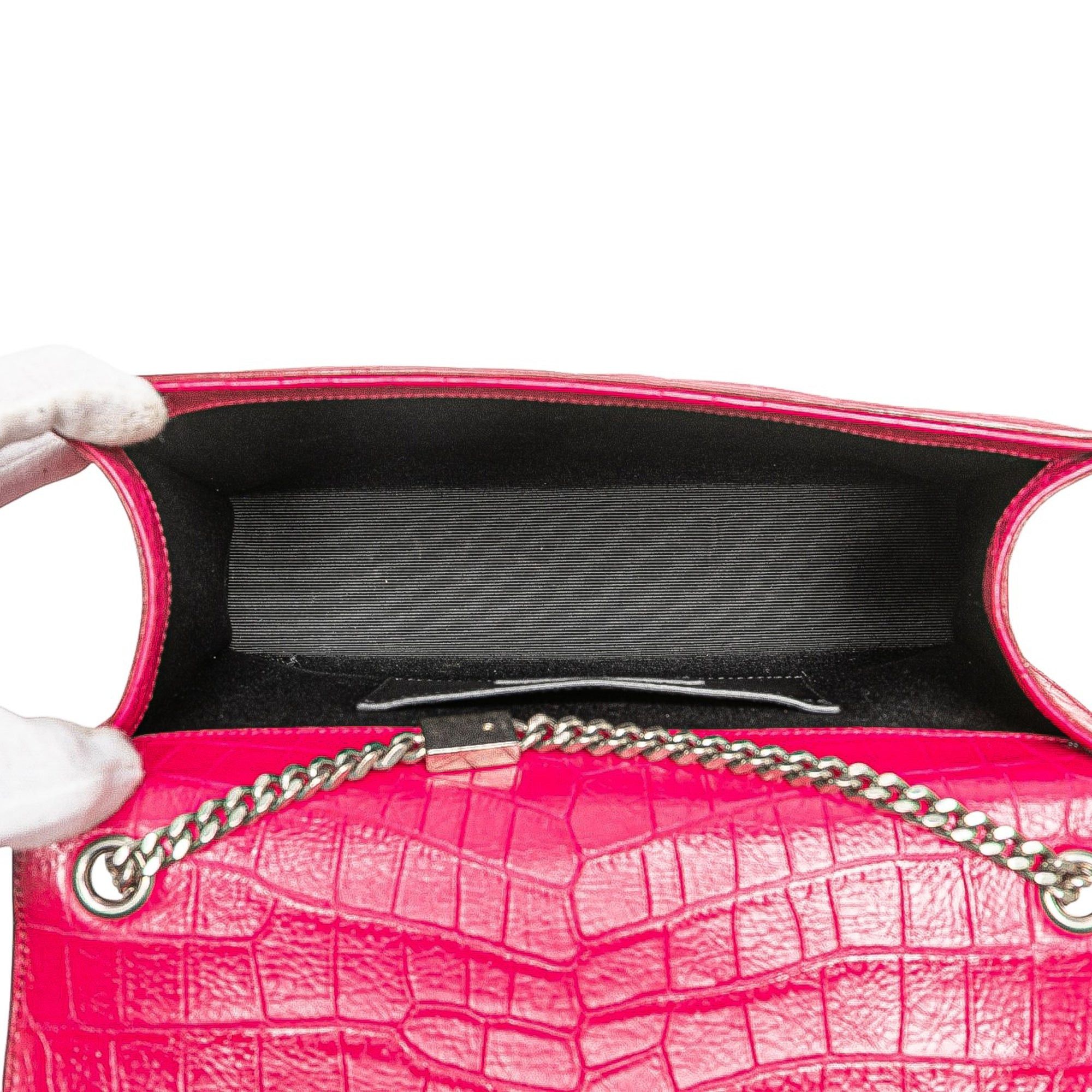 Saint Laurent Paris Medium Croc Embossed Leather Kate Tassel Crossbody Size ONE SIZE - 4 Thumbnail