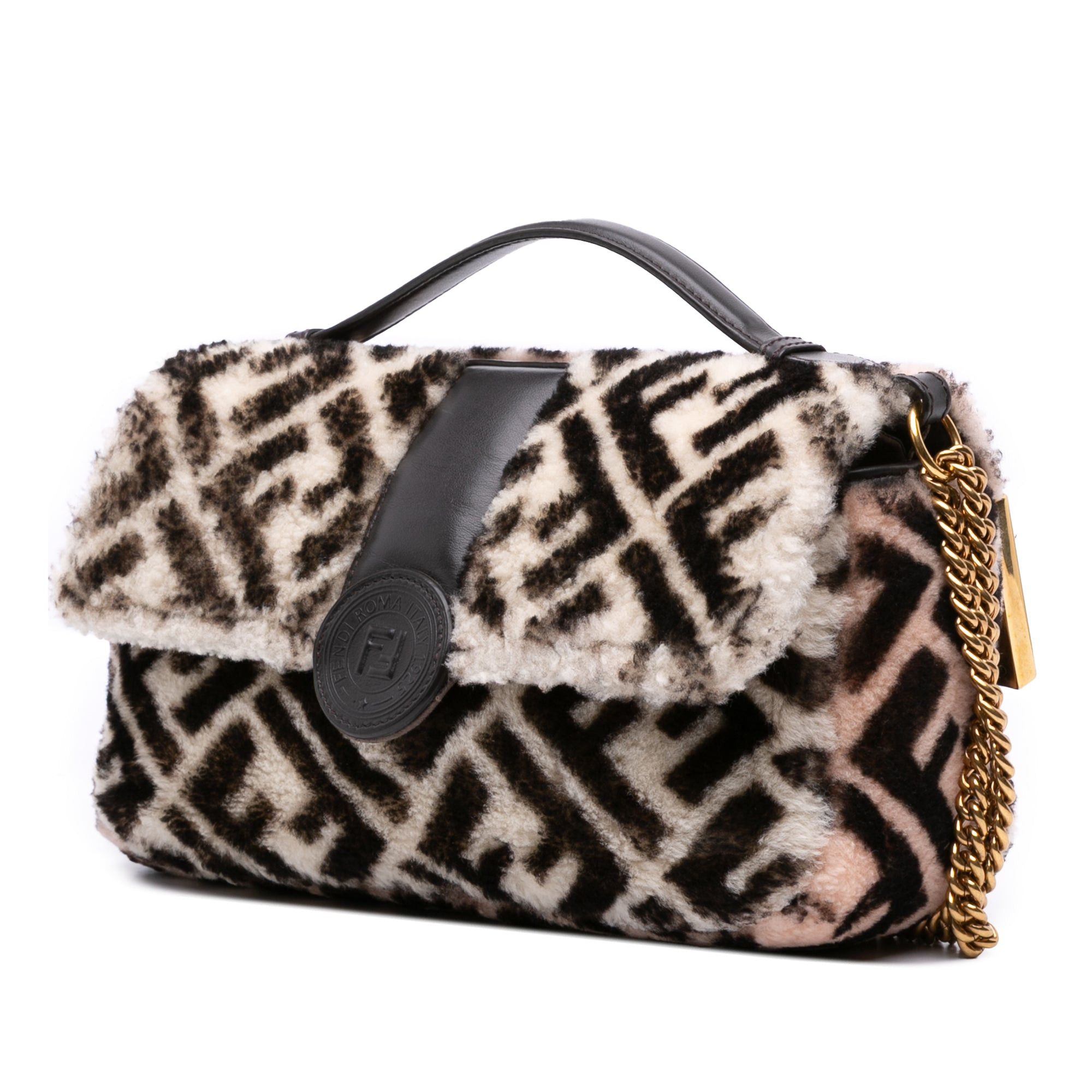Fendi Zucca Shearling Double F Baguette Satchel Size ONE SIZE - 2 Thumbnail