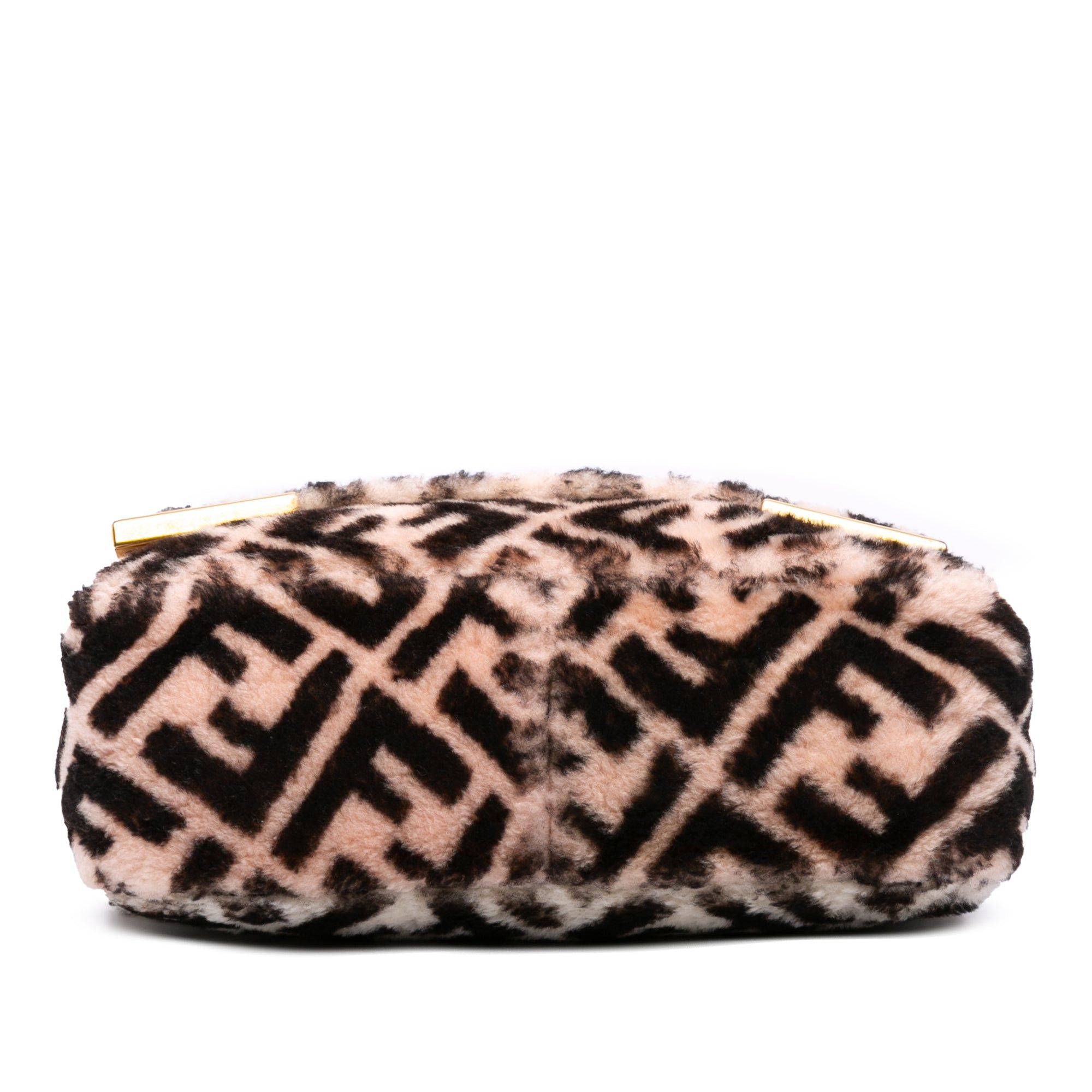 Fendi Zucca Shearling Double F Baguette Satchel Size ONE SIZE - 3 Thumbnail