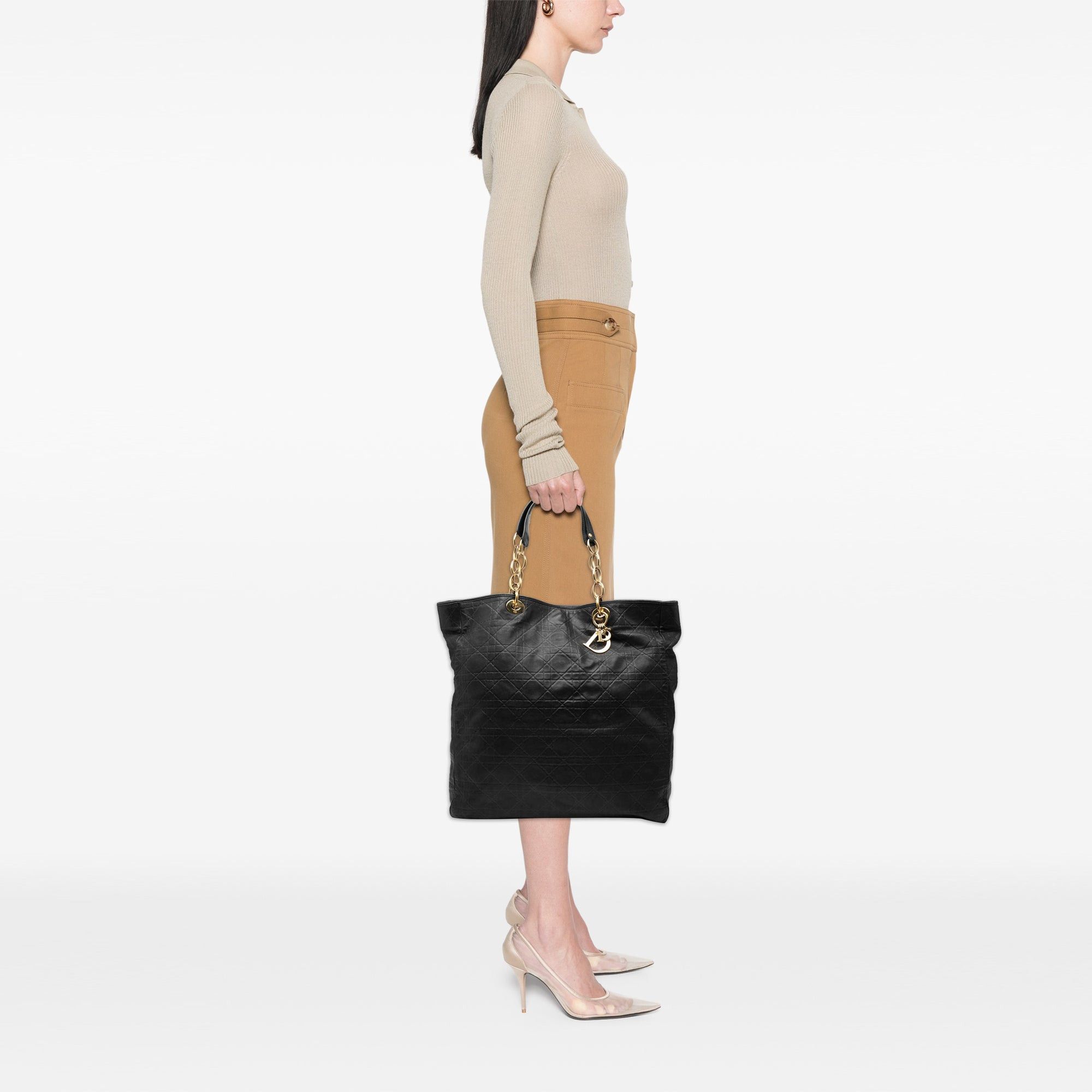 Dior Large Lambskin Cannage Lady Dior Soft Shopping Tote Size ONE SIZE - 7 Thumbnail
