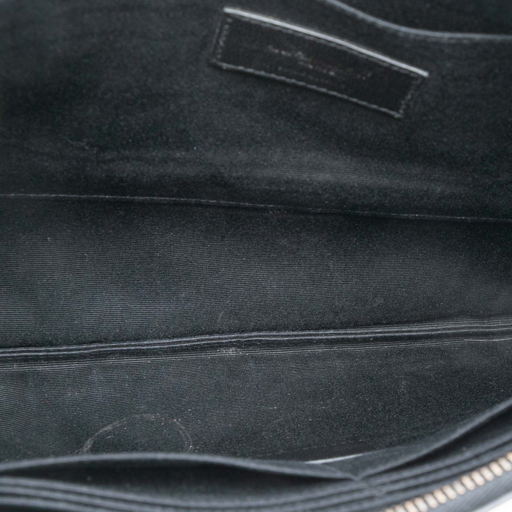 Saint Laurent Paris Croc Embossed Leather Monogram Zip Pouch Size ONE SIZE - 4 Thumbnail