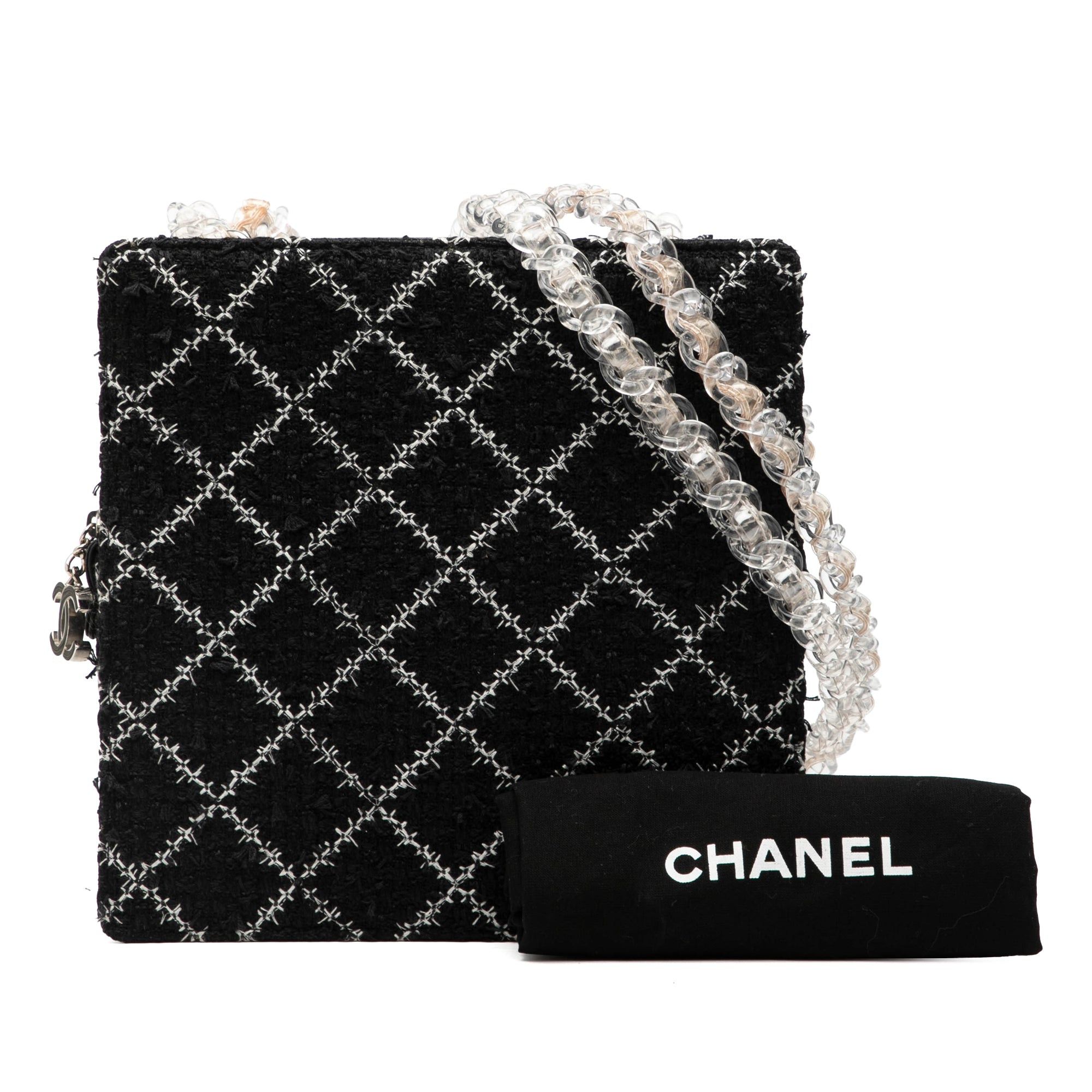 Chanel Tweed and Resin Zipped Chain Shopping Bag Size ONE SIZE - 8 Thumbnail
