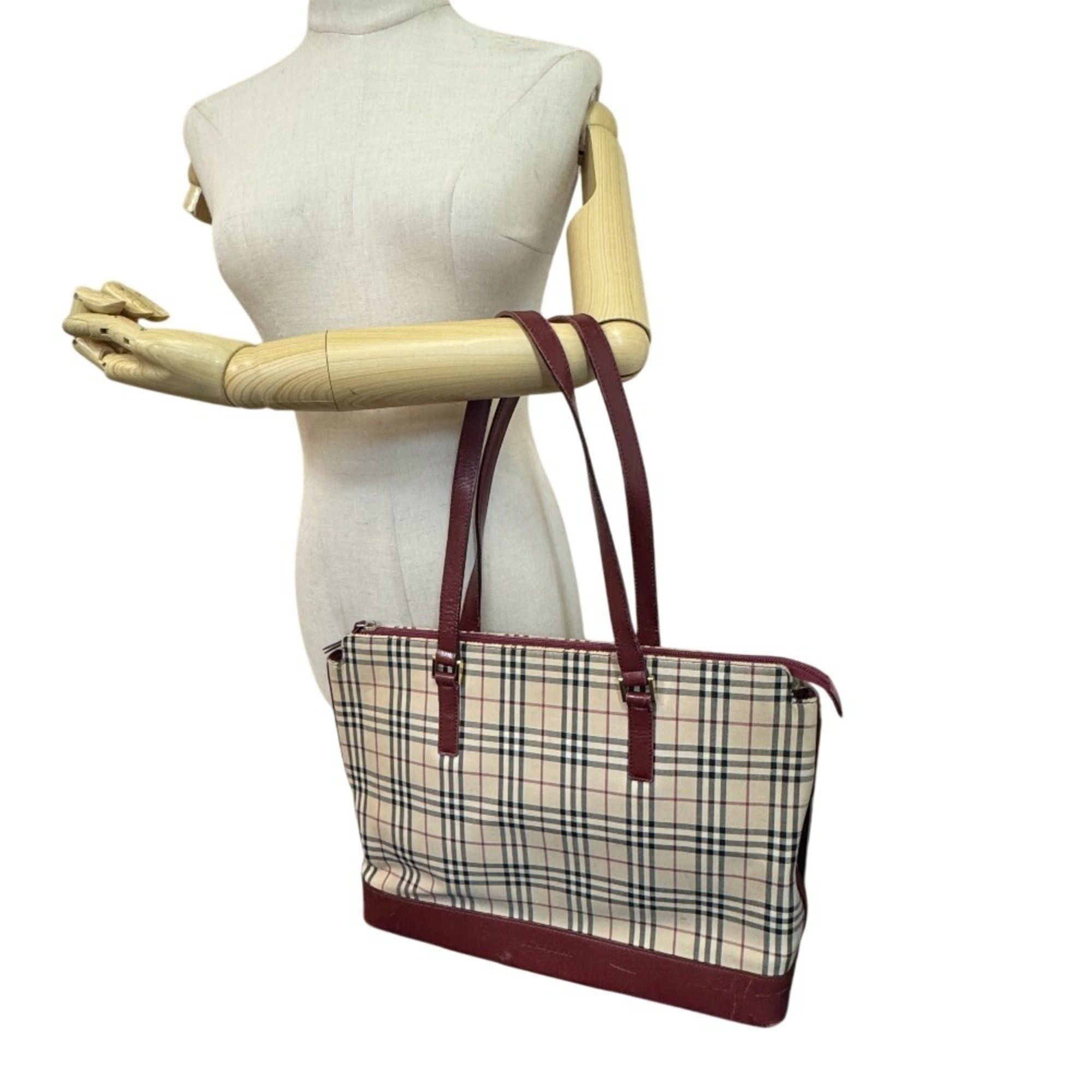 Burberry BURBERRY Nova Check Tote Bag, Beige, Women's Size ONE SIZE - 13 Thumbnail