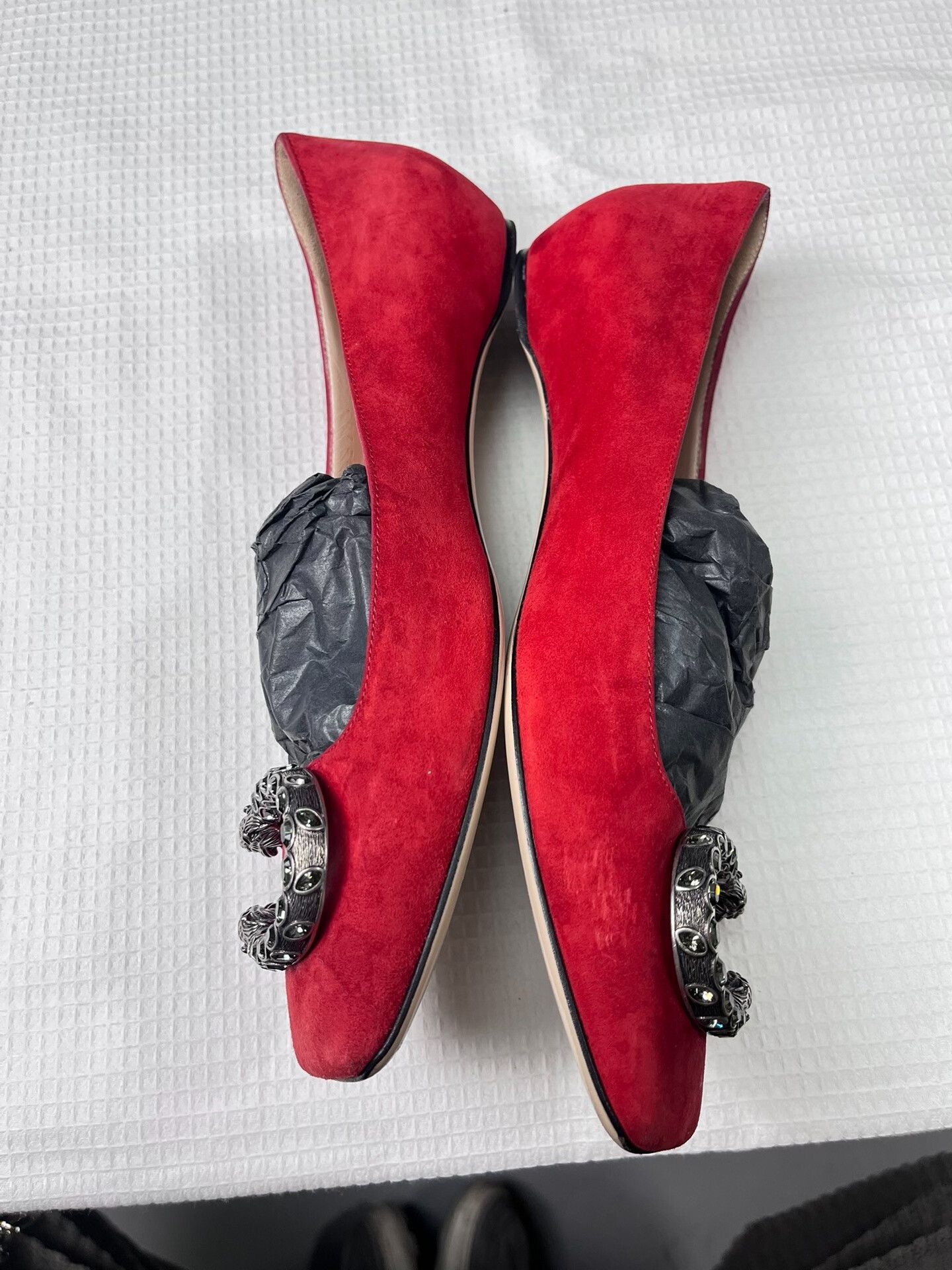 Gucci Gucci Dionysus Red Suede Flats 37.5 Size US 6.5 / IT 36.5 - 4 Thumbnail