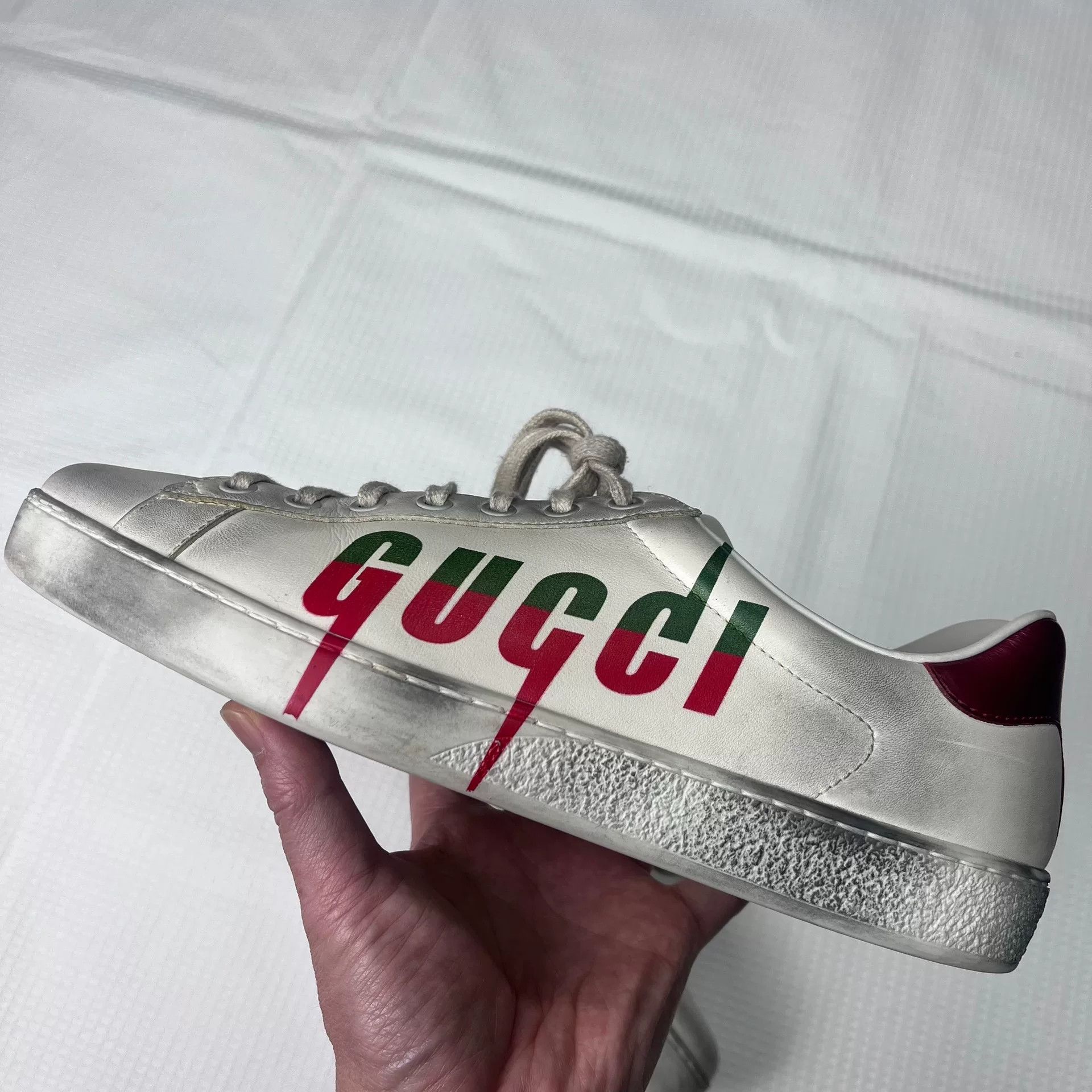 Gucci White Dirty Style Sneakers