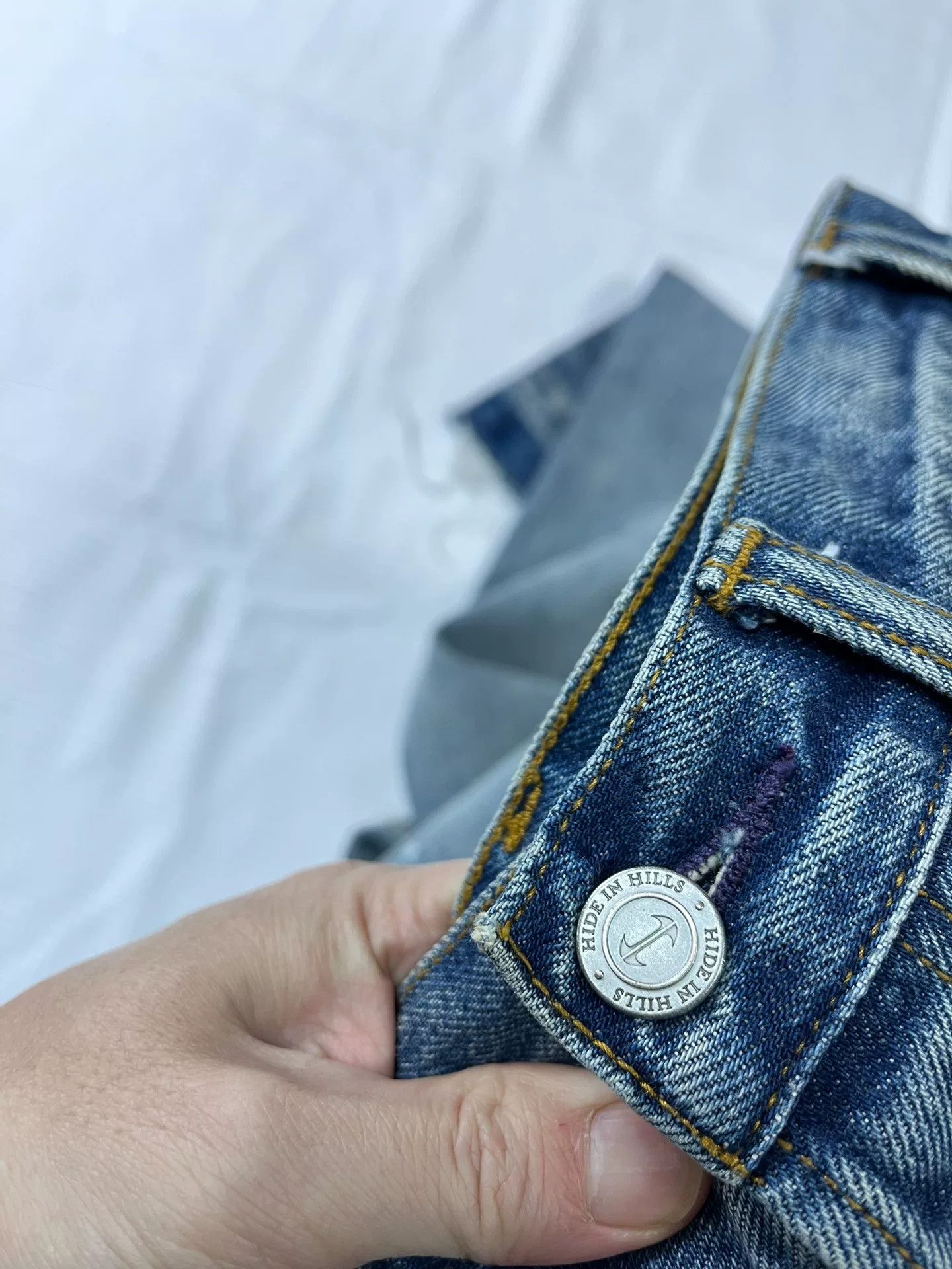 HIDEAWAYS Hide in Hills Ink Splatter Flared Washed Jeans Size 30" / US 8 / IT 44 - 6 Thumbnail