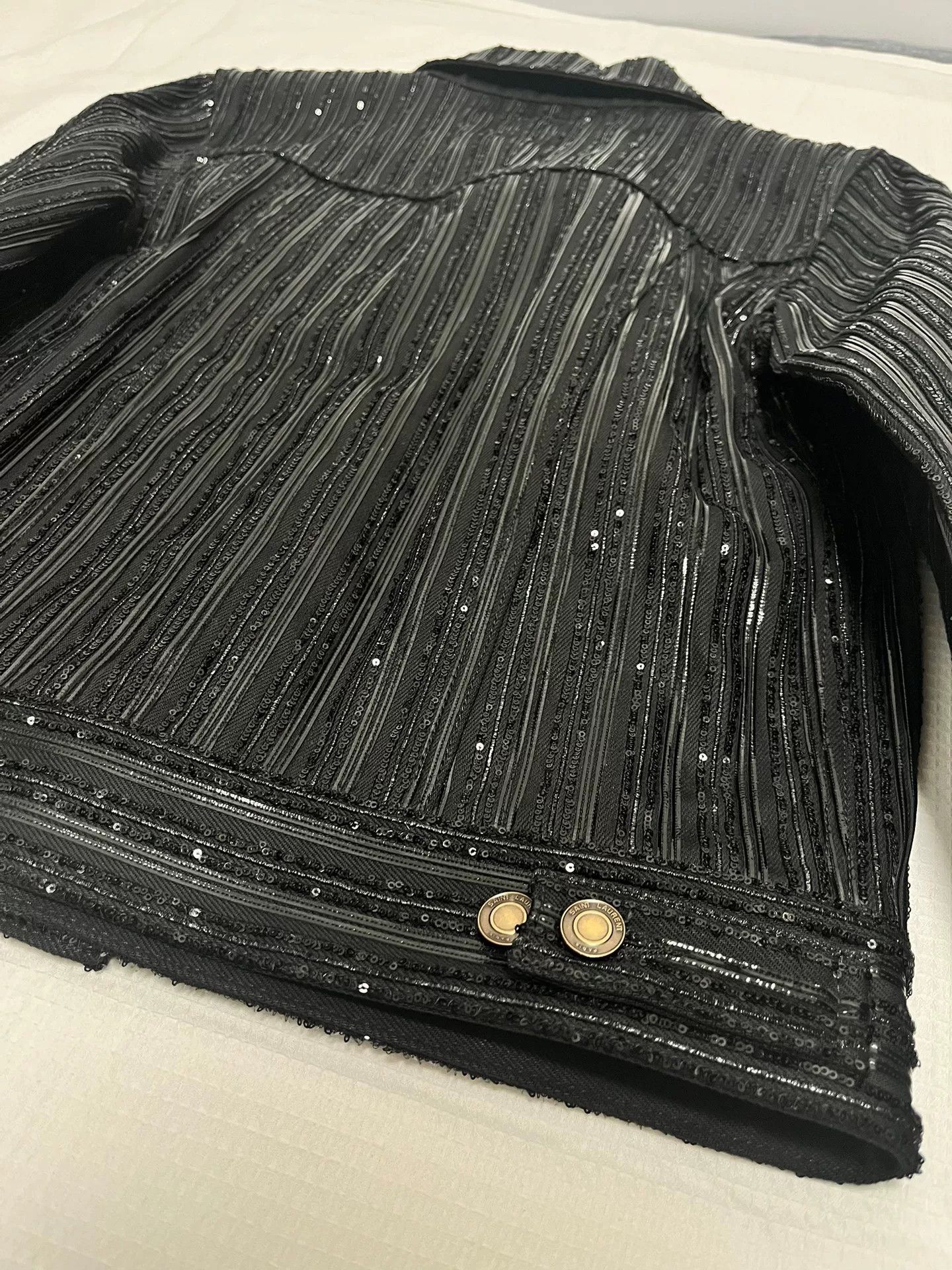 Saint Laurent Paris Saint Laurent Paris Black Sequin Jacket M Size US M / EU 48-50 / 2 - 8 Thumbnail