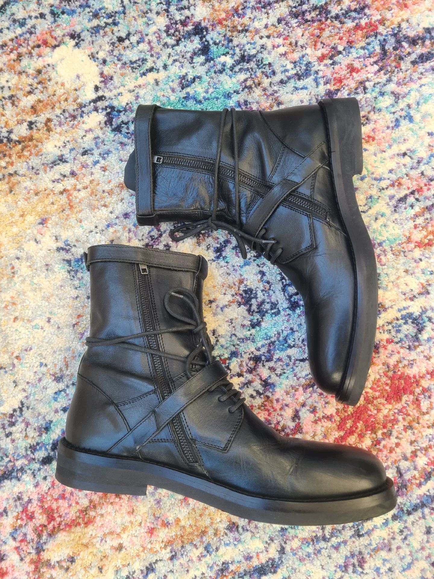 Ann Demeulemeester Ann Demeulemeester Men's Leather Combat Boots Size US 9.5 / EU 42-43 - 4 Thumbnail